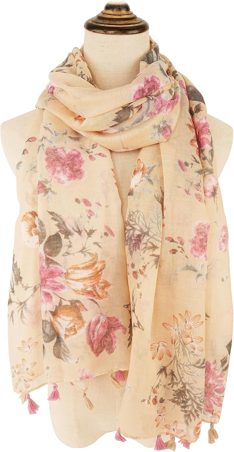 YOUR SMILE Large Boho Scarf for Women Lightweight Floral Printed Scarv