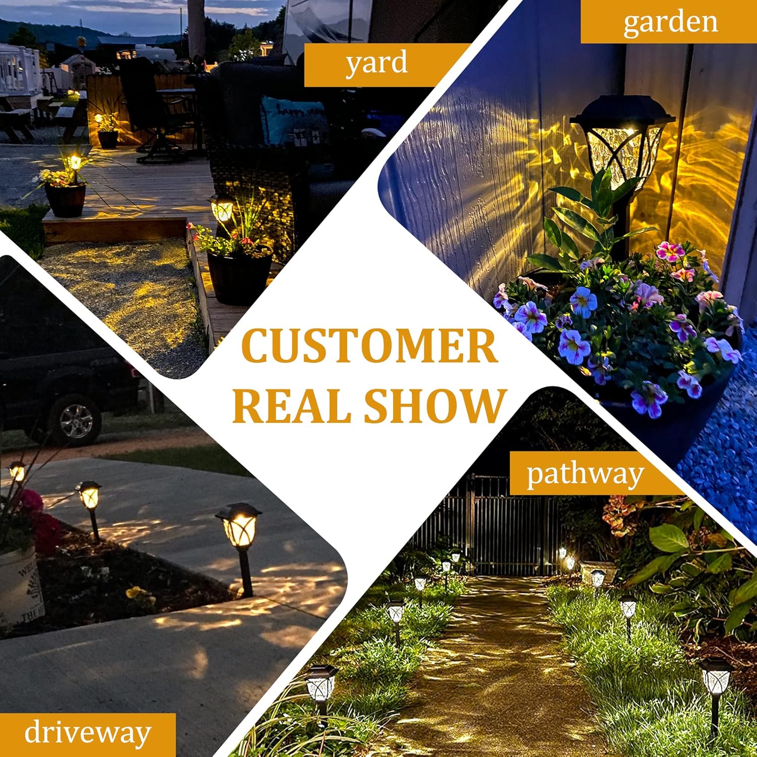GIGALUMI 6 Pack Solar Lights Outdoor Waterproof, LED Solar Garden Ligh