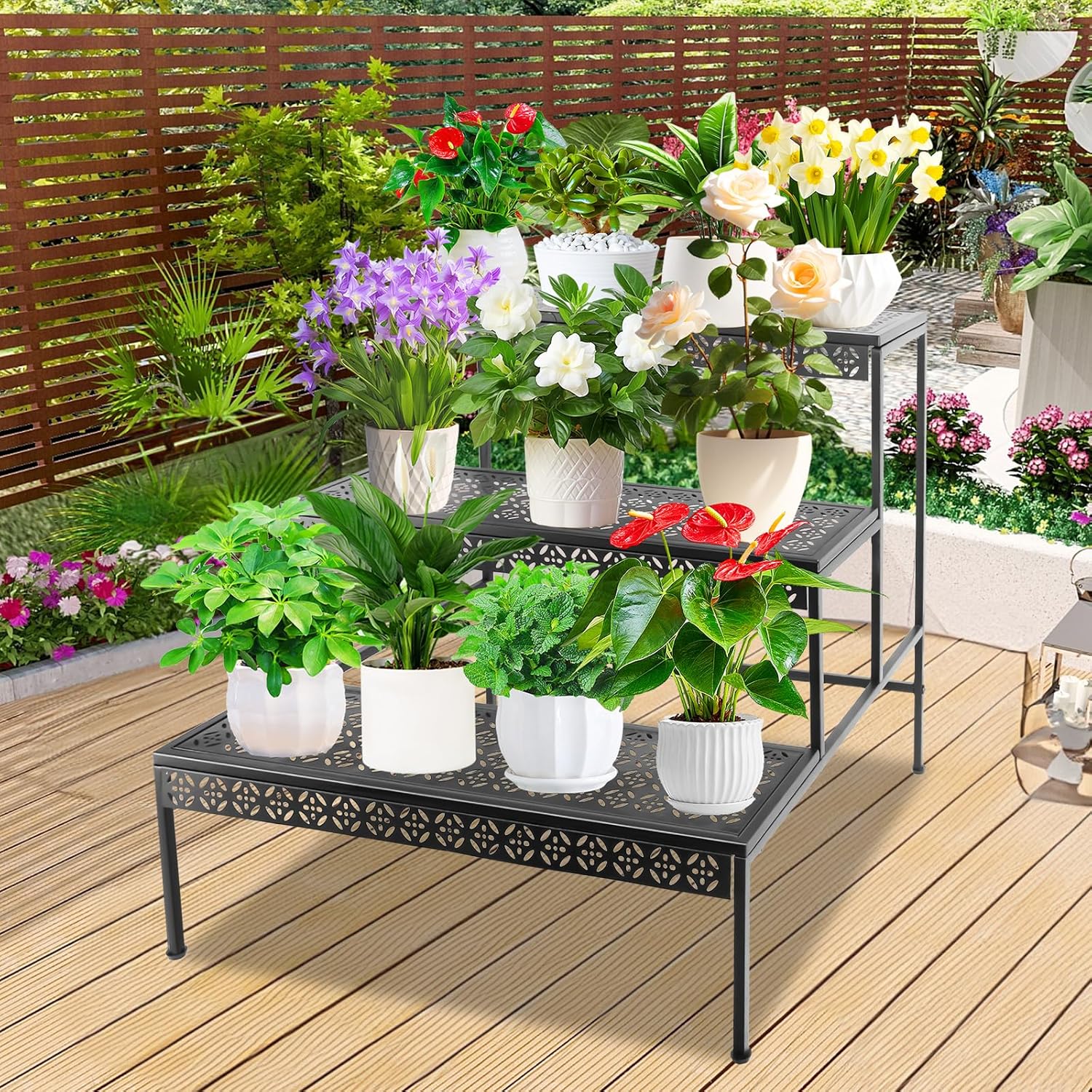 3 Tier Metal Plant Stand, Ladder Flower Pot Holder Plant Stands, Tiere