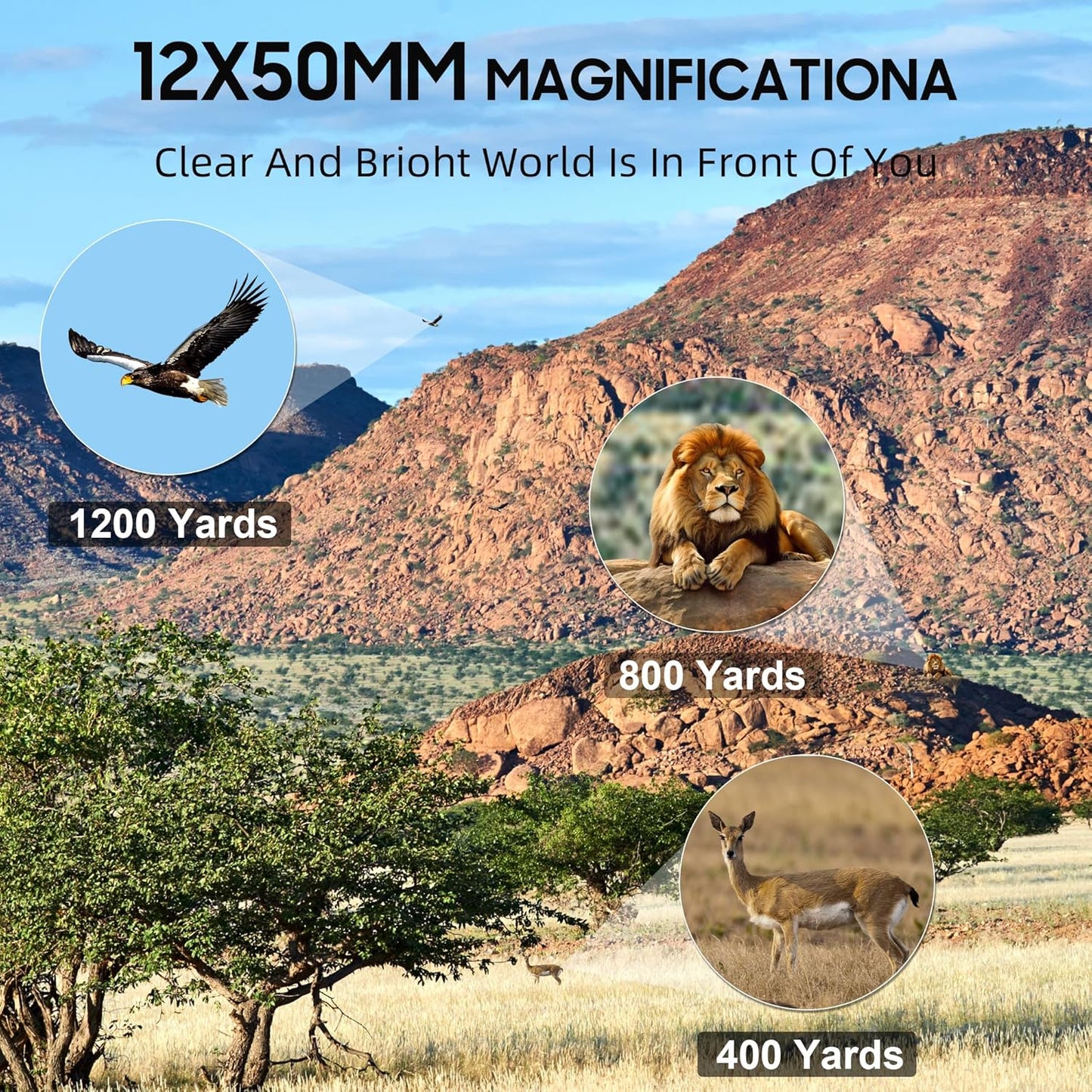 12x50 UHD Binoculars for Adults High Powered with Upgraded Phone Adapter - Large View, Lightweight, IPX7 Waterproof, BAK4 Prism - Binoculars for Hunting Bird Watching Cruise
