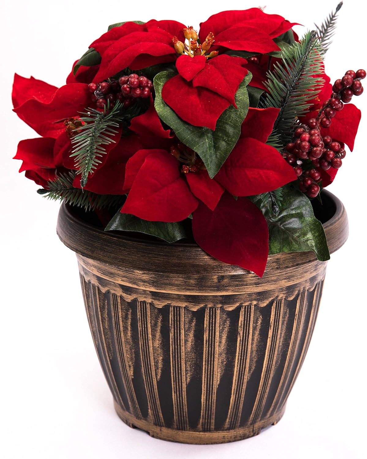 Rustic Flowerpot 10 Planter for Garden Patio Office Ornaments Home Decor Long Lasting Reusable Light Weight (Gold-S)