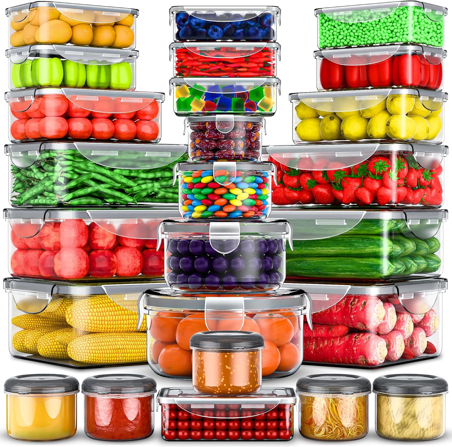 RockBerry 50 Pcs Large Food Storage Containers with Lids Airtight-85 O