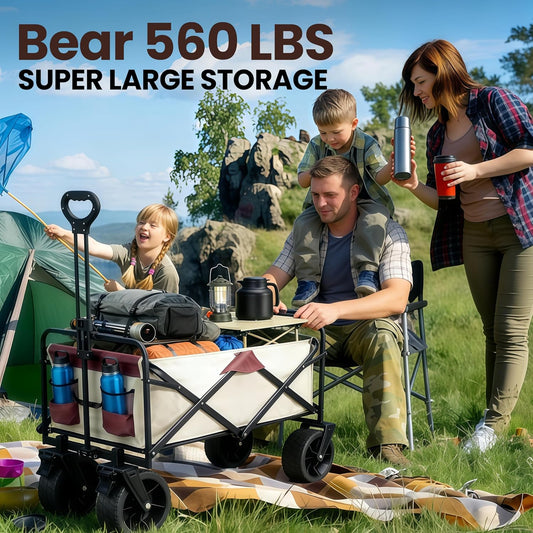 Collapsible Wagon with Thickened Wheels,Bear 560lbs Folding Heavy Duty