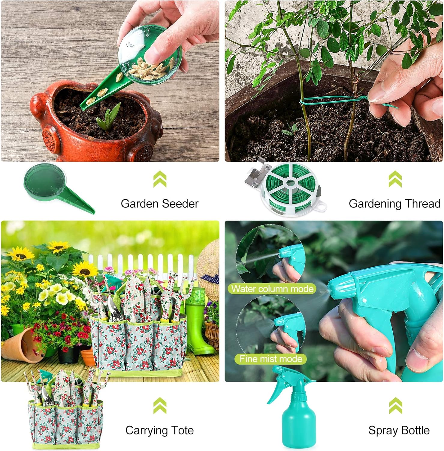 Gardening Tool Set - 13 PCS Heavy Duty Aluminum Gardening Tools Kit Fl