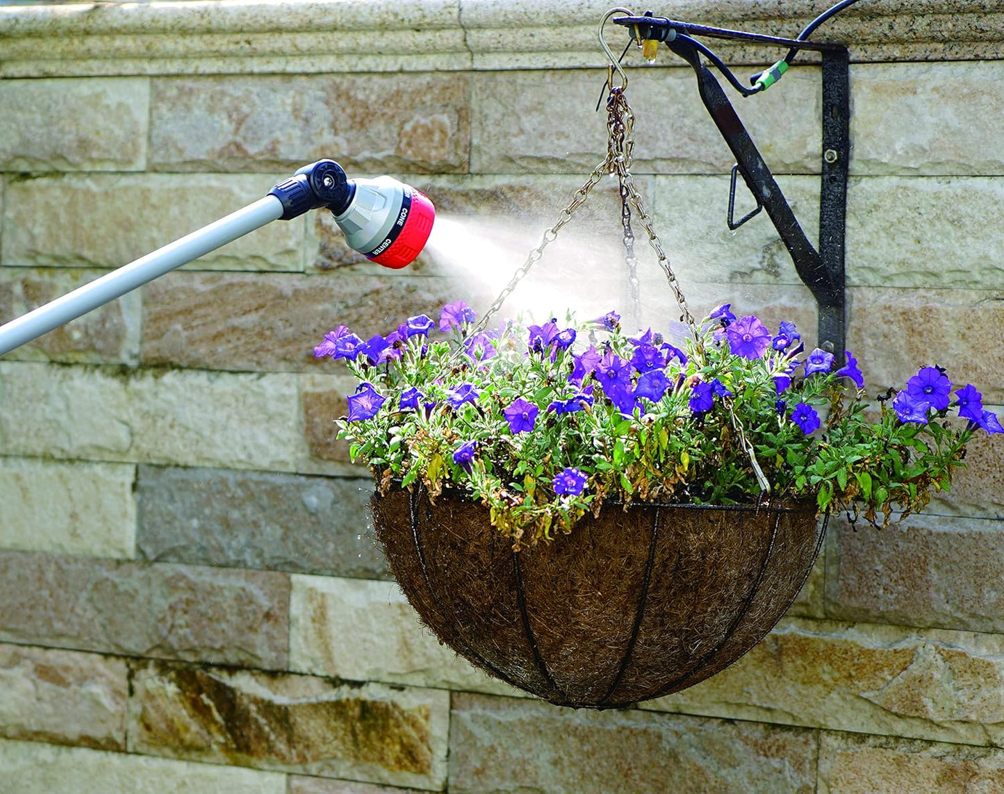 Eden 96618 Long Metal Garden Wand with 7 Watering Pattern, Thumb Contr