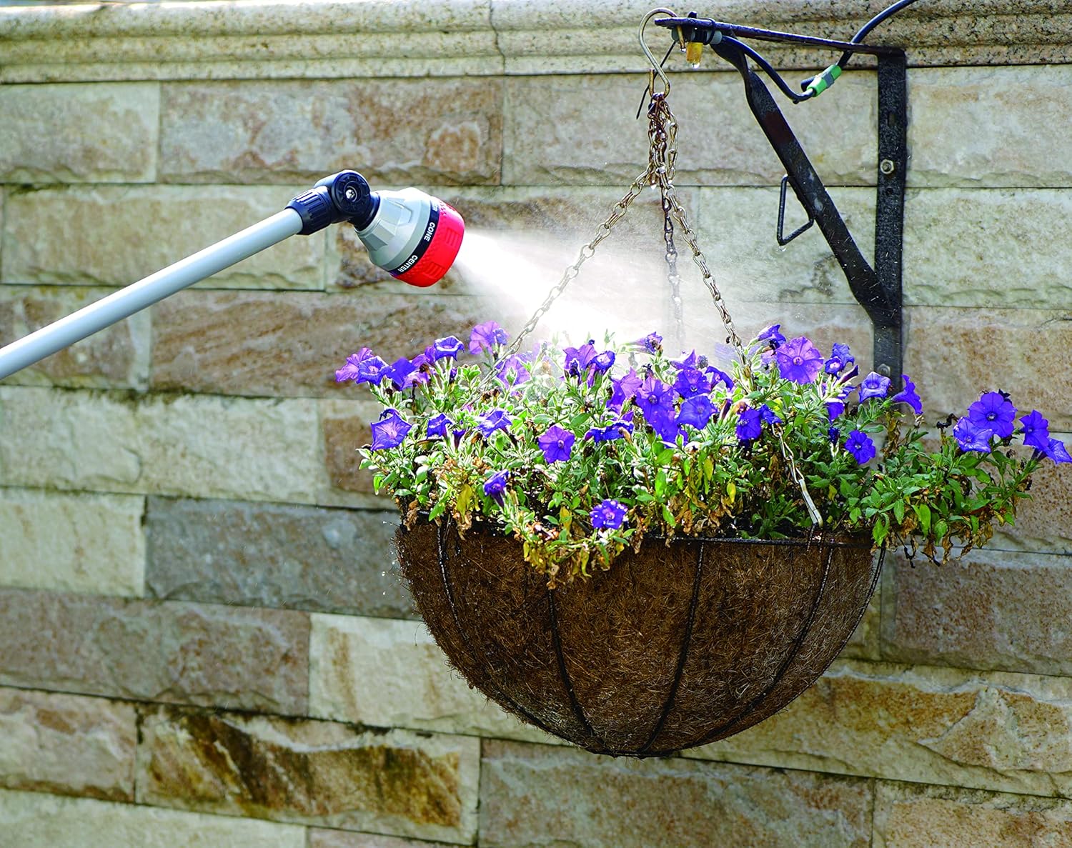Eden 96618 Long Metal Garden Wand with 7 Watering Pattern, Thumb Contr