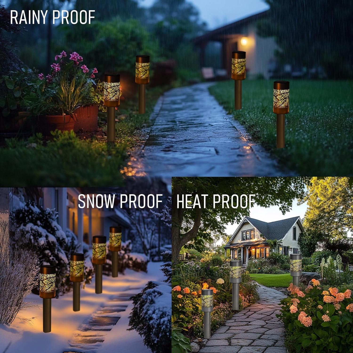 Dazzle Bright Solar Pathway Lights Outdoor, 12 Pack LED Warm White Wat