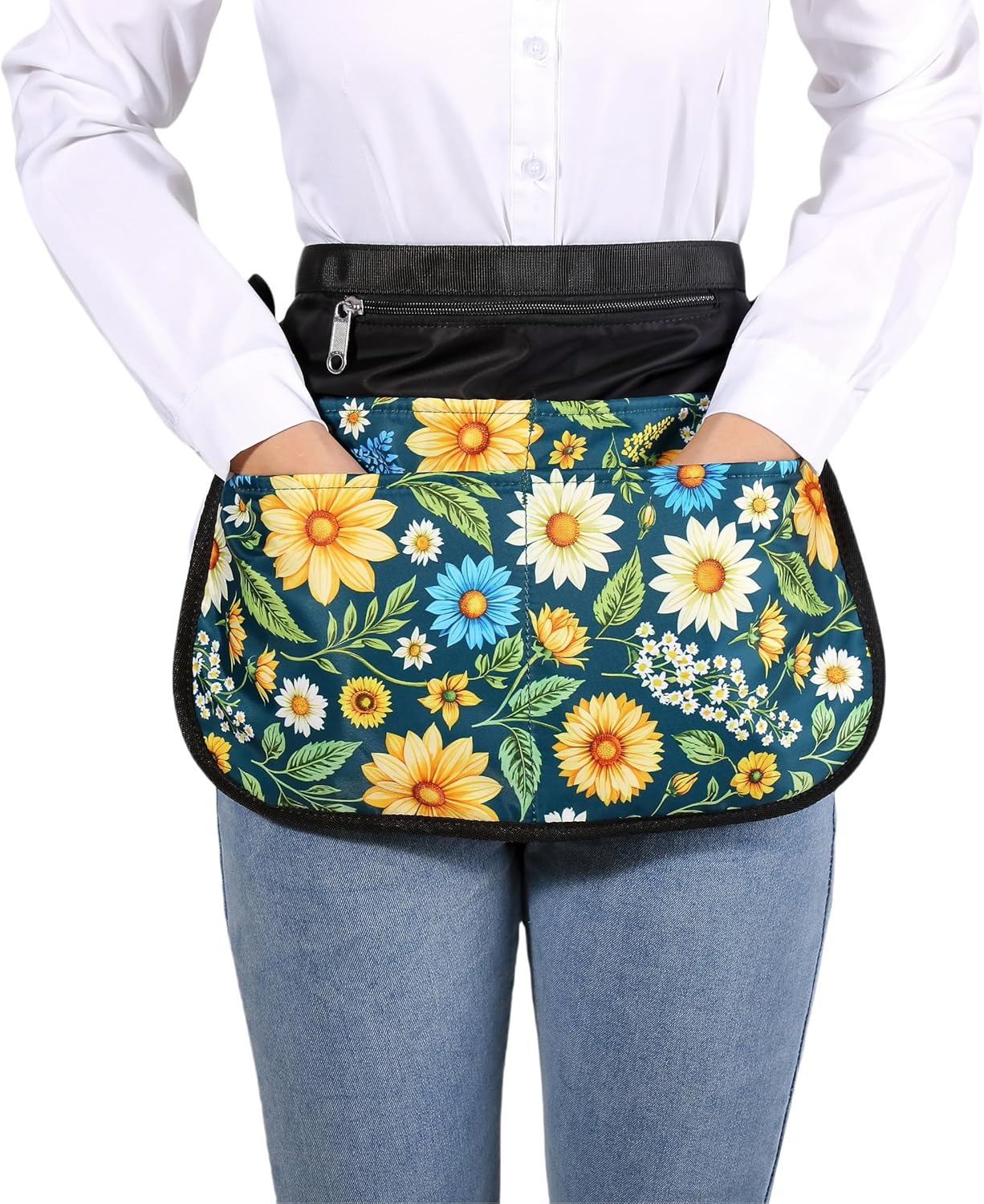 Garden Apron for Women with 5 Pocket,Half Florist Apron Harvesting Apron