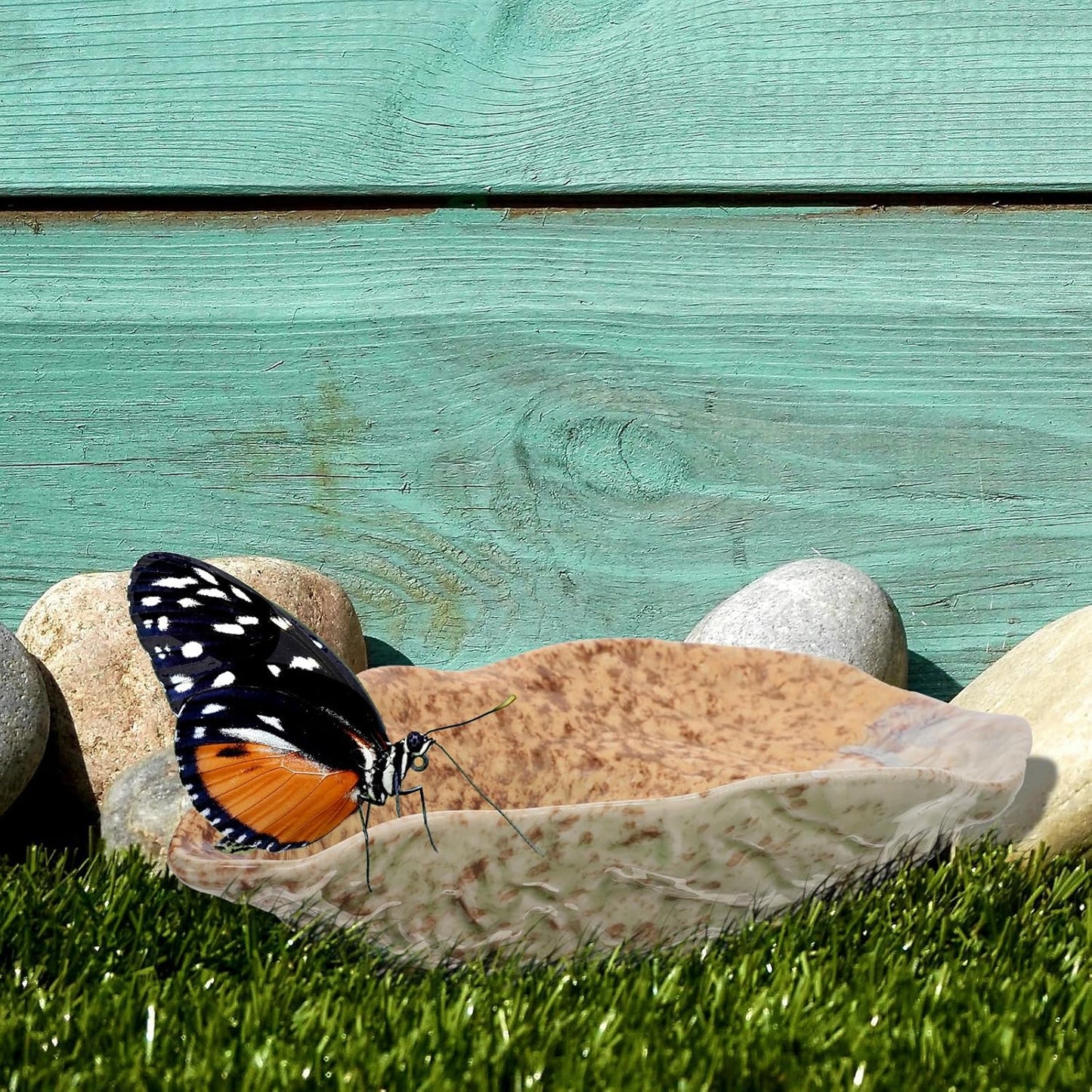 Ceramic Butterfly Water Feeder Tray Outdoor Garden Butterfly Puddler Dish for Lawn Yard Wildlife Decoration
