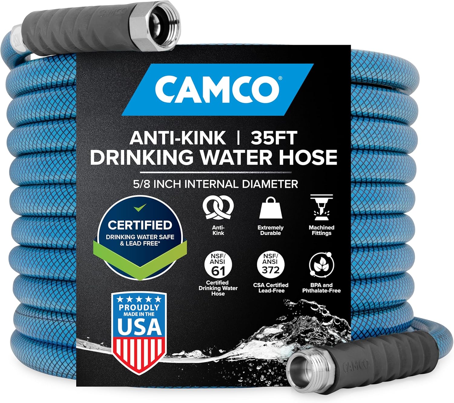 Camco TastePURE 35-Foot Premium Camper/RV Drinking Water Hose - Featur