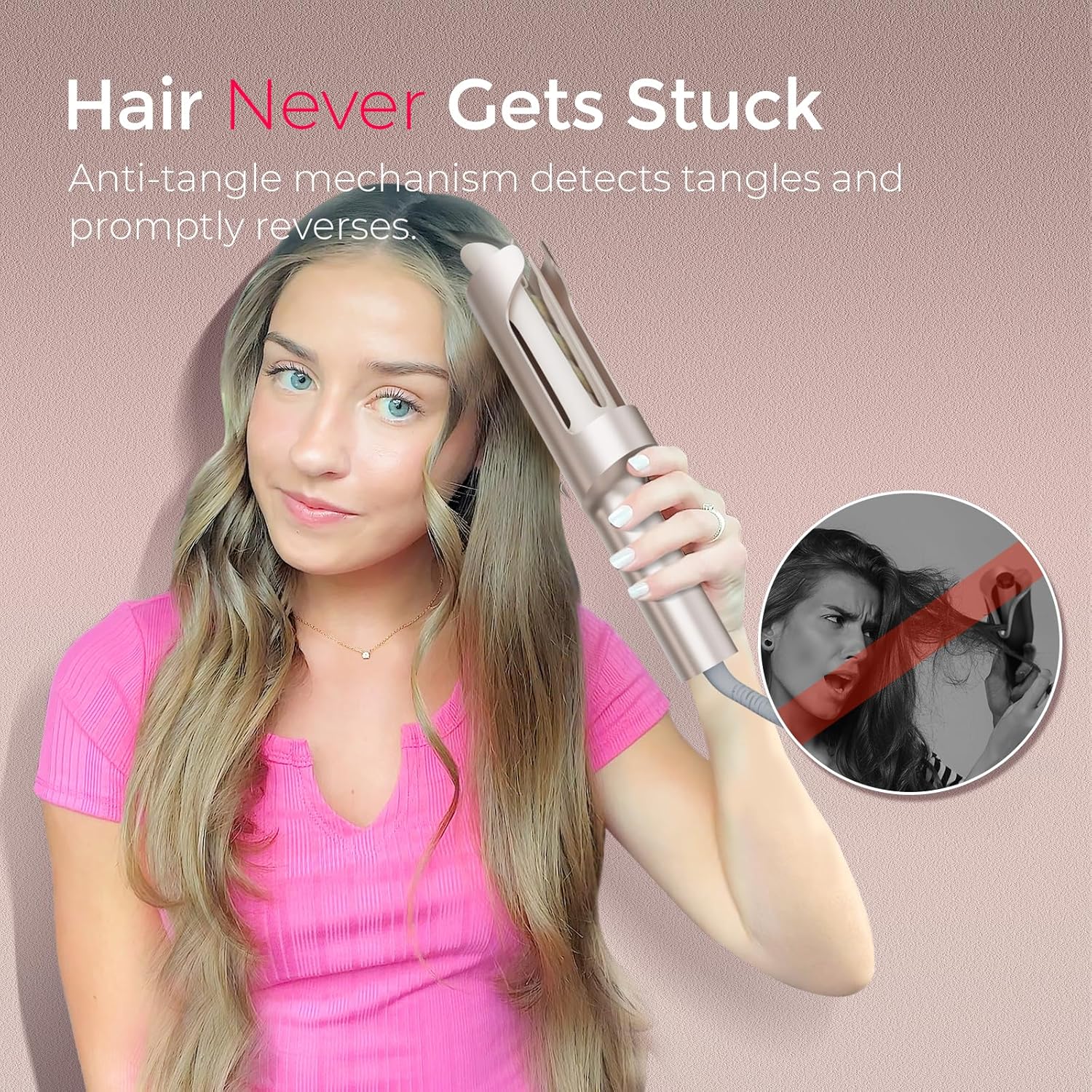 TYMO CurlPro Plus Automatic Rotating Curling Iron - Upgraded Long Barr