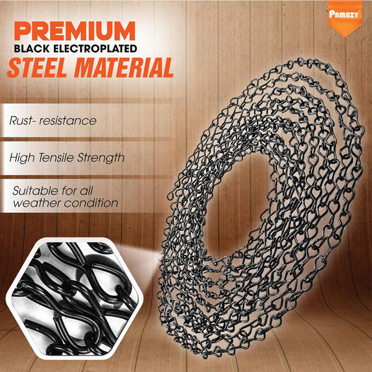 [Upgraded] 79” Black Electroplated Steel Hanging Chain with S-Hooks, Snap Hooks, Ceiling Hooks & Pliers, 33LBS Load Capacity, Adjustable Length for Hanging Bird Feeders, Planters, Lanterns, Billboards