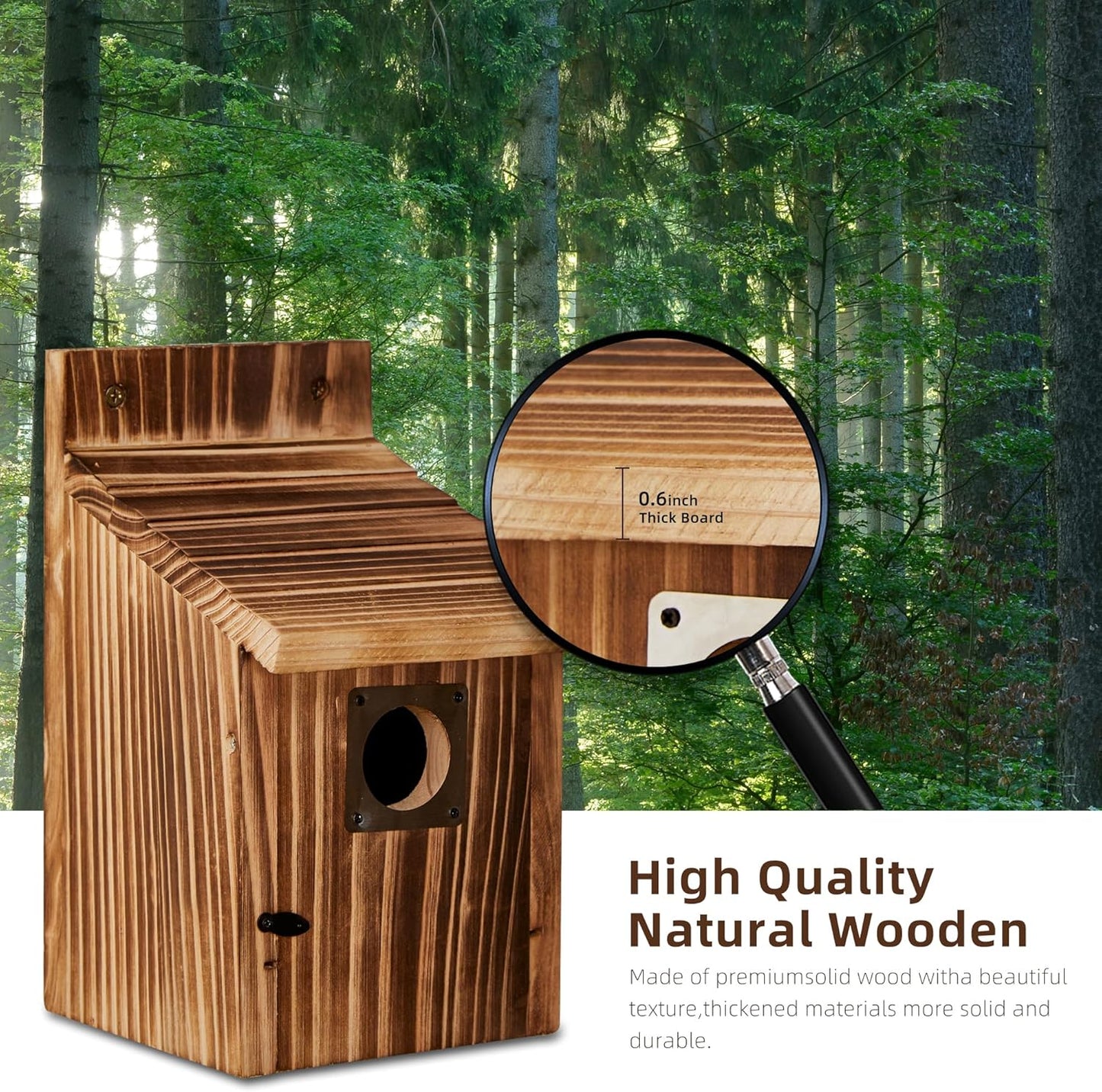 2 Pack Bird Houses for Outside with Metal Predator Guard for Bluebird 