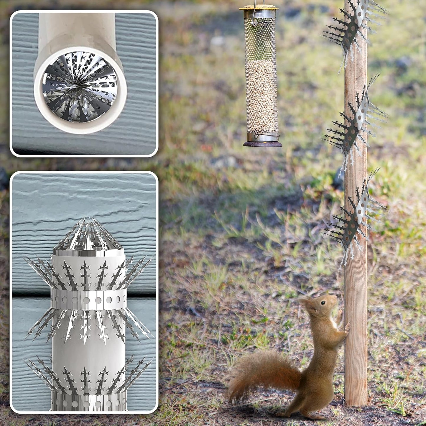 Raccoons Squirrel Baffle Spikes Deterrent, 80in Stainless Steel Pigeon