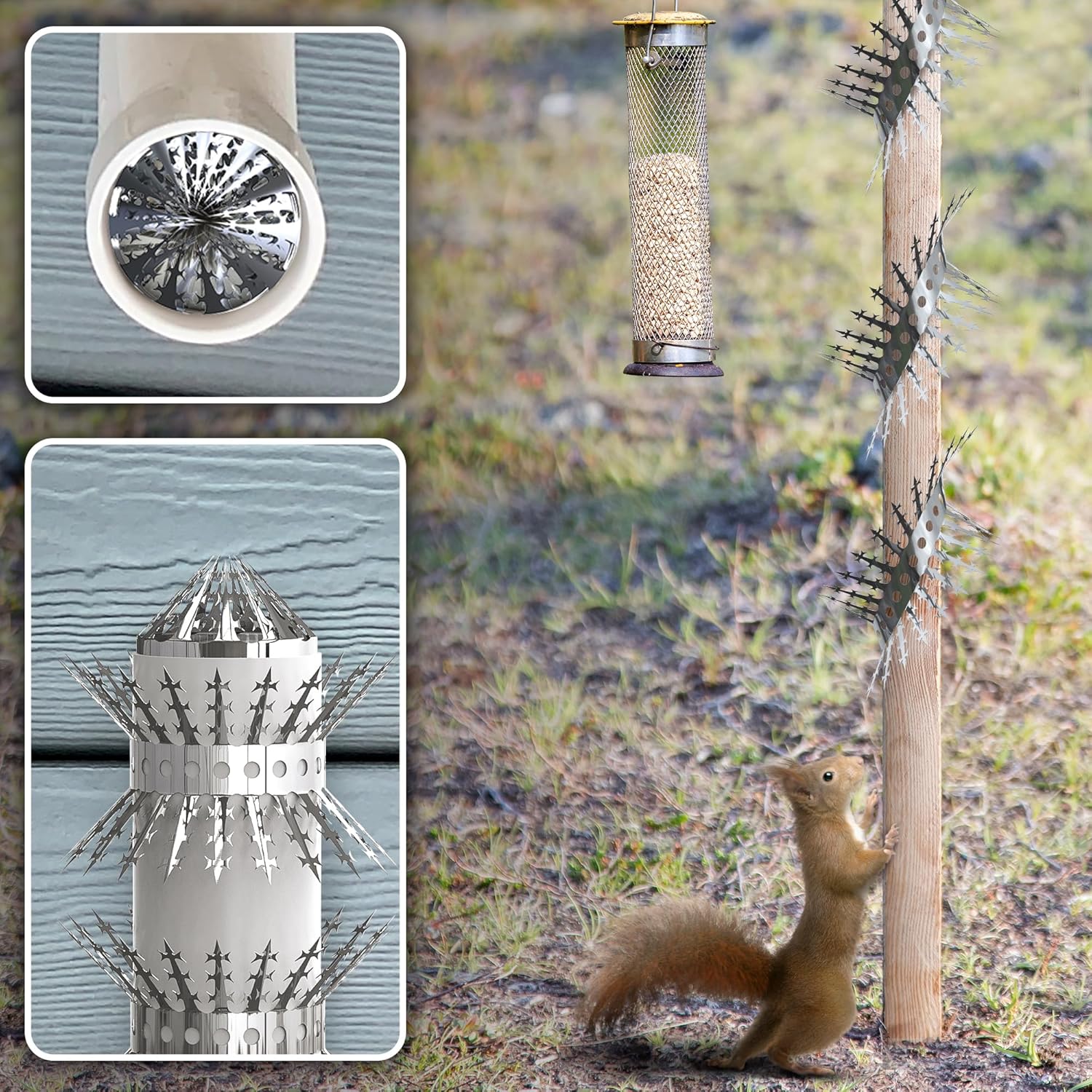 Raccoons Squirrel Baffle Spikes Deterrent, 80in Stainless Steel Pigeon