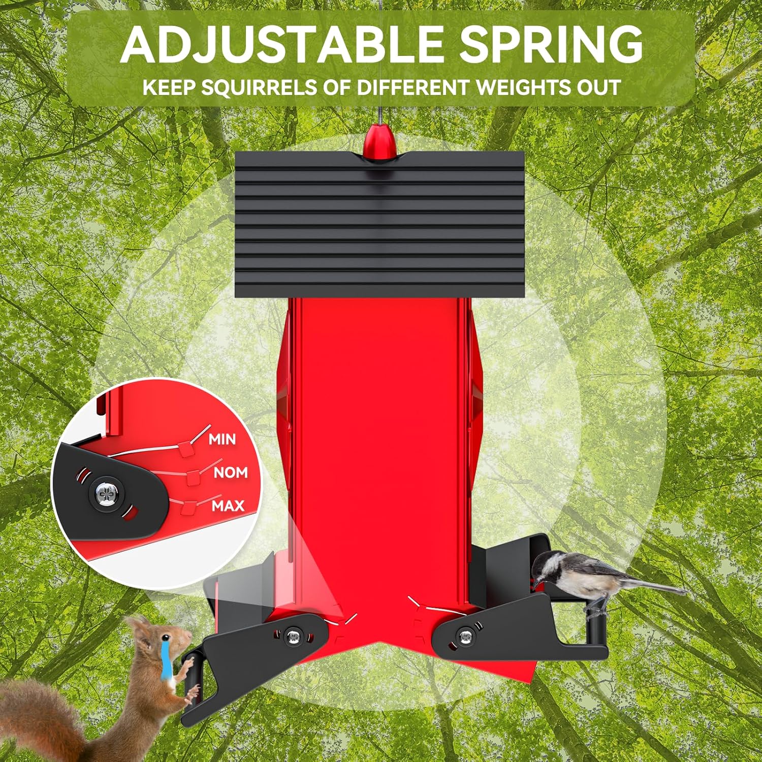 Squirrel Proof Bird Feeders for Outdoors Hanging, Metal Wild Bird Feed