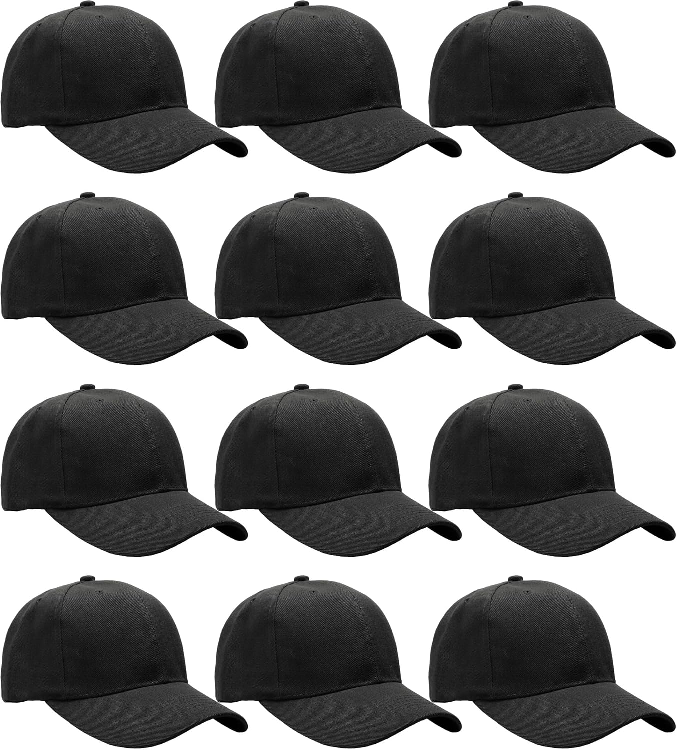 Falari Wholesale Bulk Lot 12-Pack Baseball Cap Adjustable Size Plain B