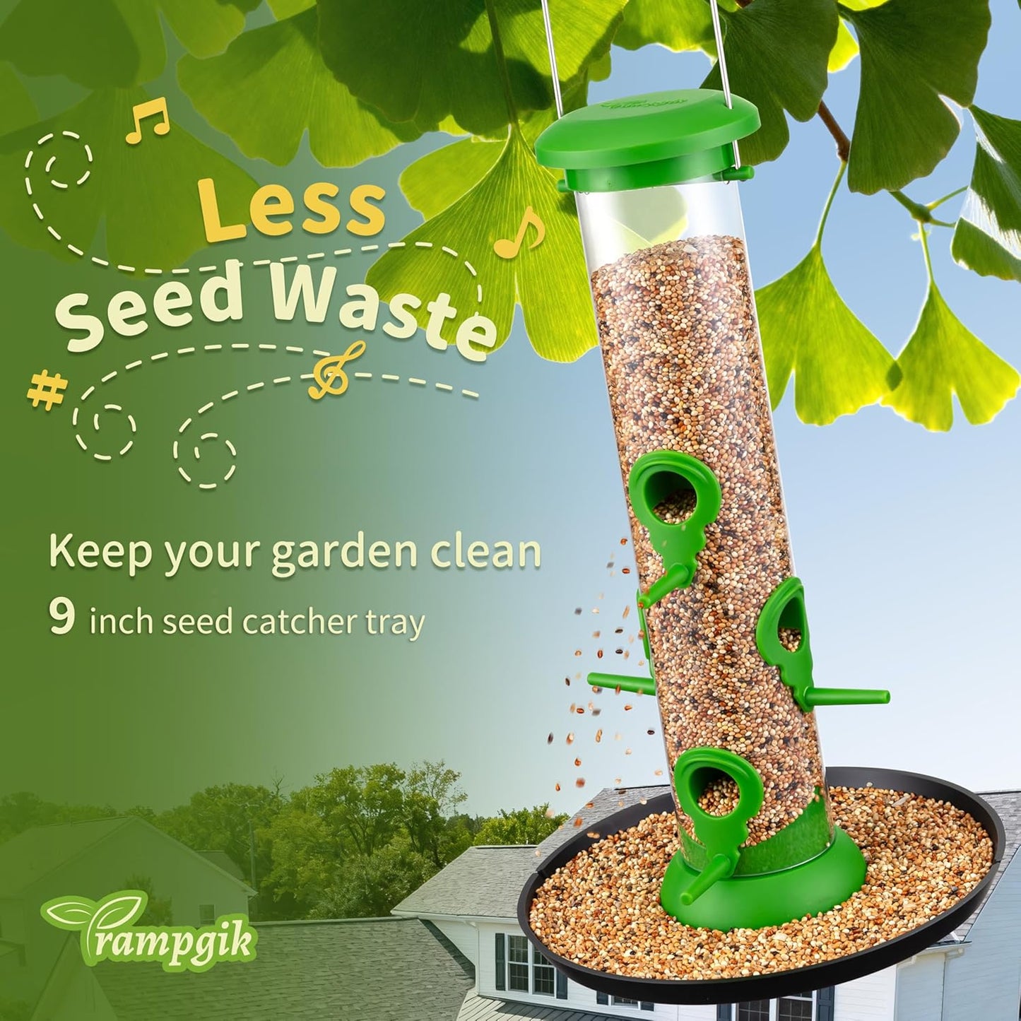 Bird Feeders for Outdoors Seed Catcher,6 Port Wild Bird Feeders with T