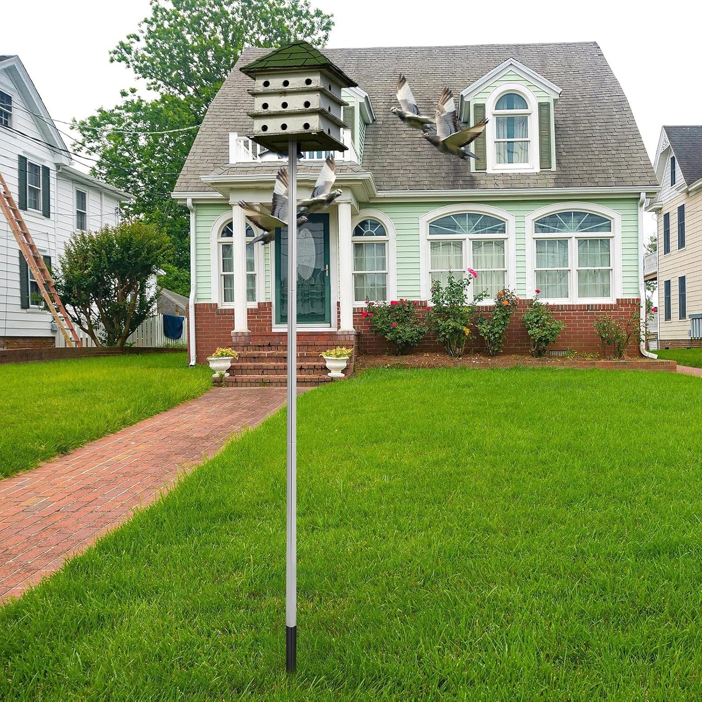 Tandefio 12 ft Telescoping Purple Martin House Pole with Ground Socket Heavy Duty 3-Section Telescoping Pole Purple Martin Bird House Heavy Duty Accessories (1 Pcs)