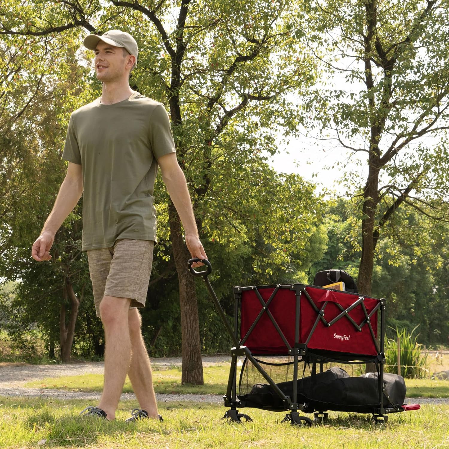 SUNNYFEEL Lightweight 47''L Double Decker Wagon for Sport, 270L Collap