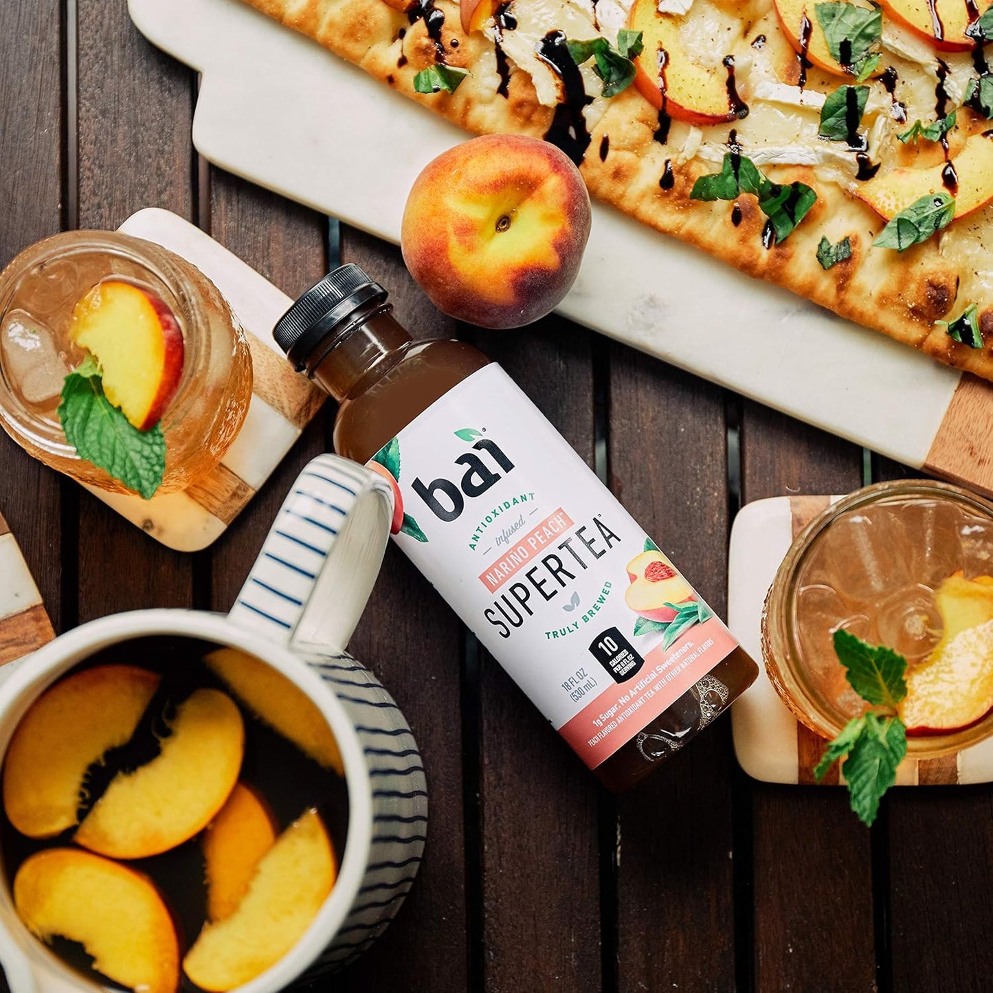 Bai Iced Tea, Narino Peach, Antioxidant Infused Supertea, Crafted with