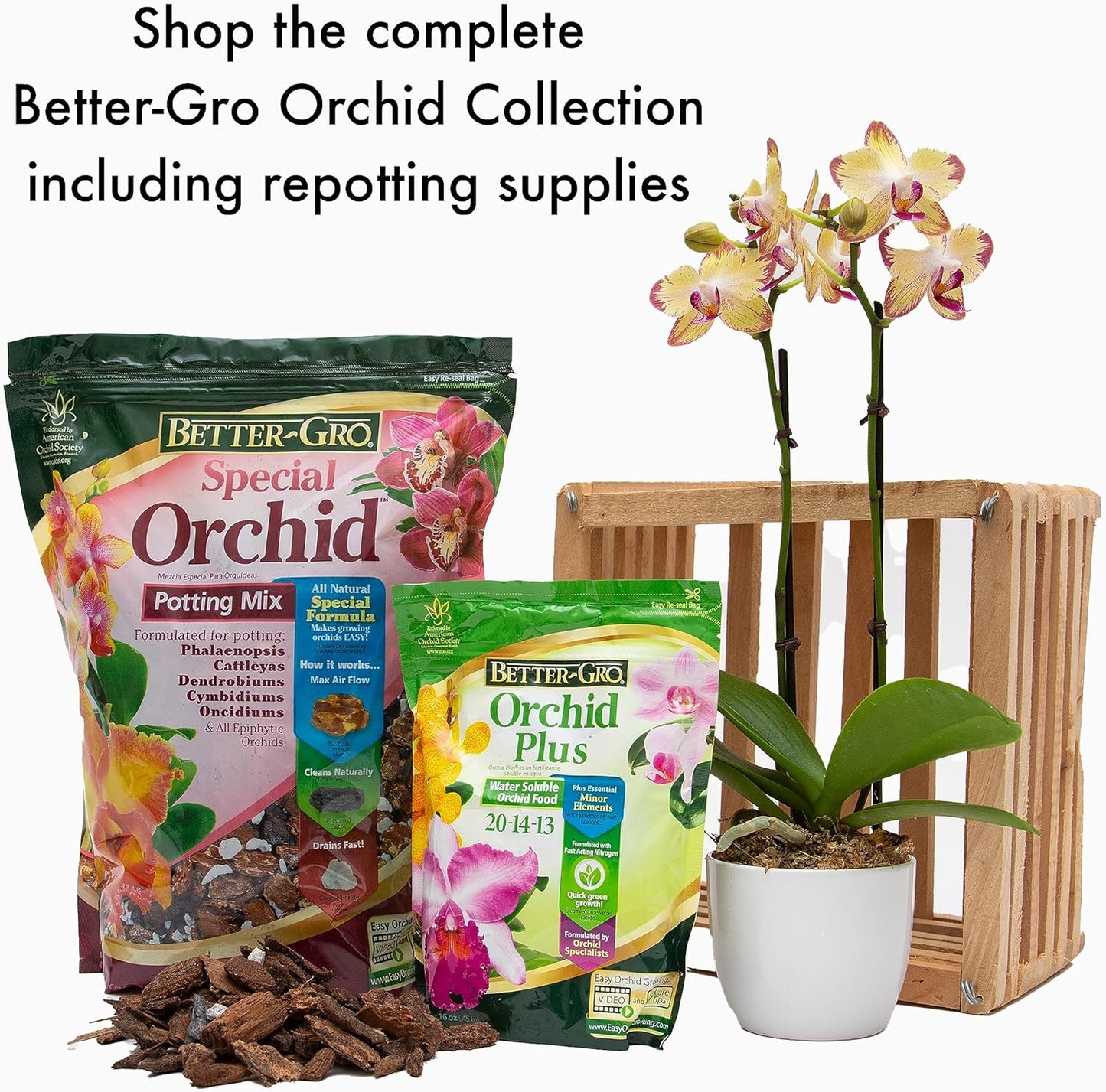 Better-Gro Special Orchid Mix - Premium Grade Orchid Bark Potting Mix for Potting, Repotting, Enhanced Drainage, Air Flow & Root Ventilation, Ideal for Phalaenopsis, Cattleyas, Dendrobiums - 4 Quarts