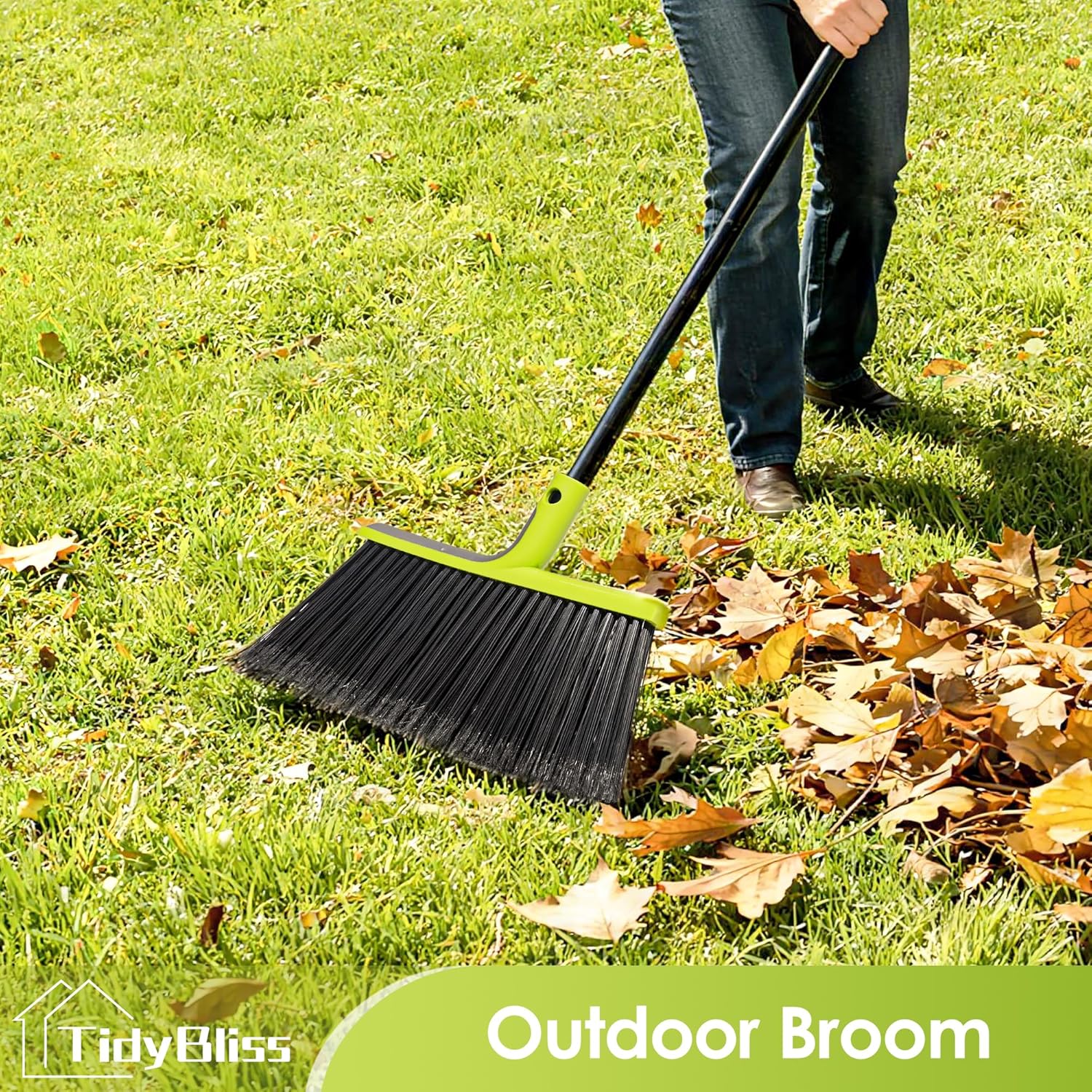 4 Packs Outdoor Broom Heavy Duty, 56 inches Tall Commercial Soft Brist