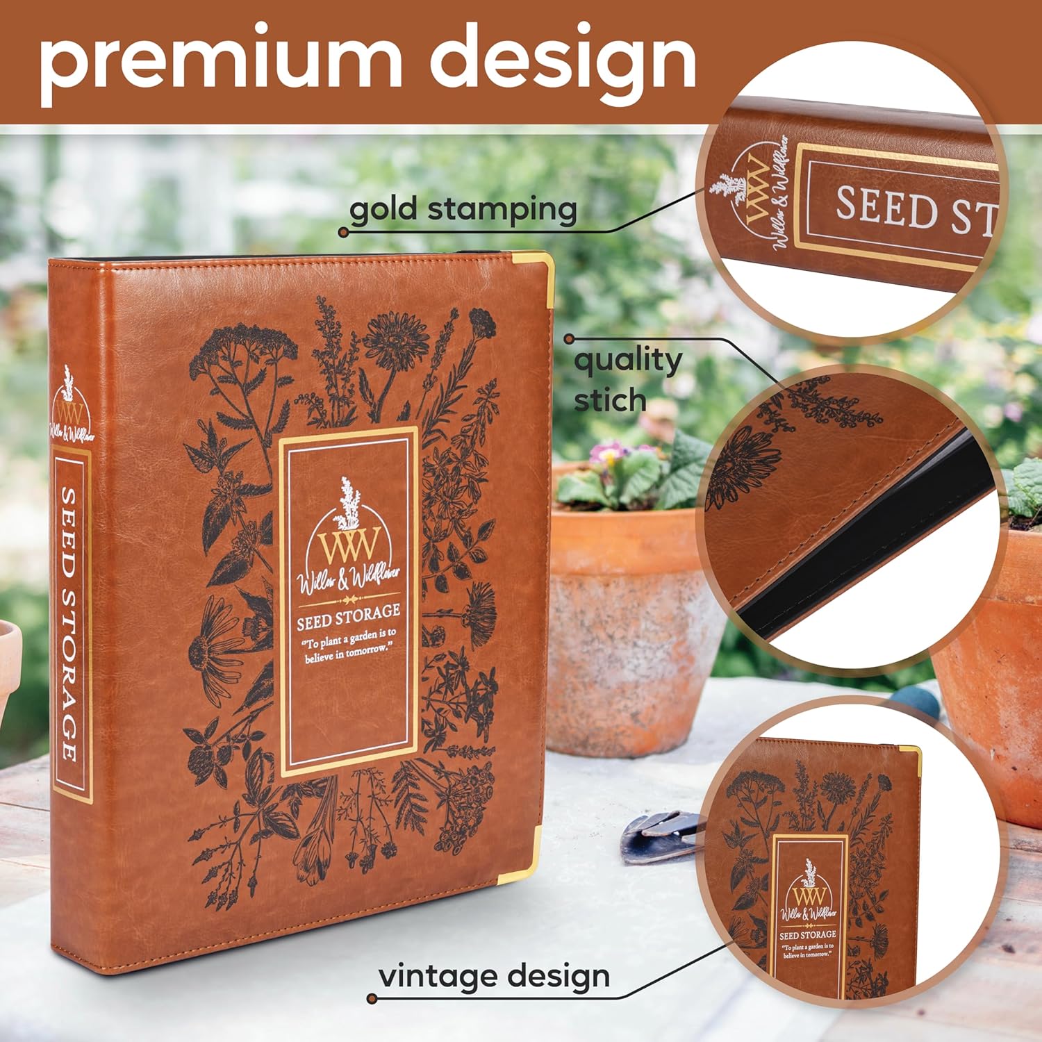 Willow and Wildflower Garden Seed Organizer Binder, Seed Storage Organ