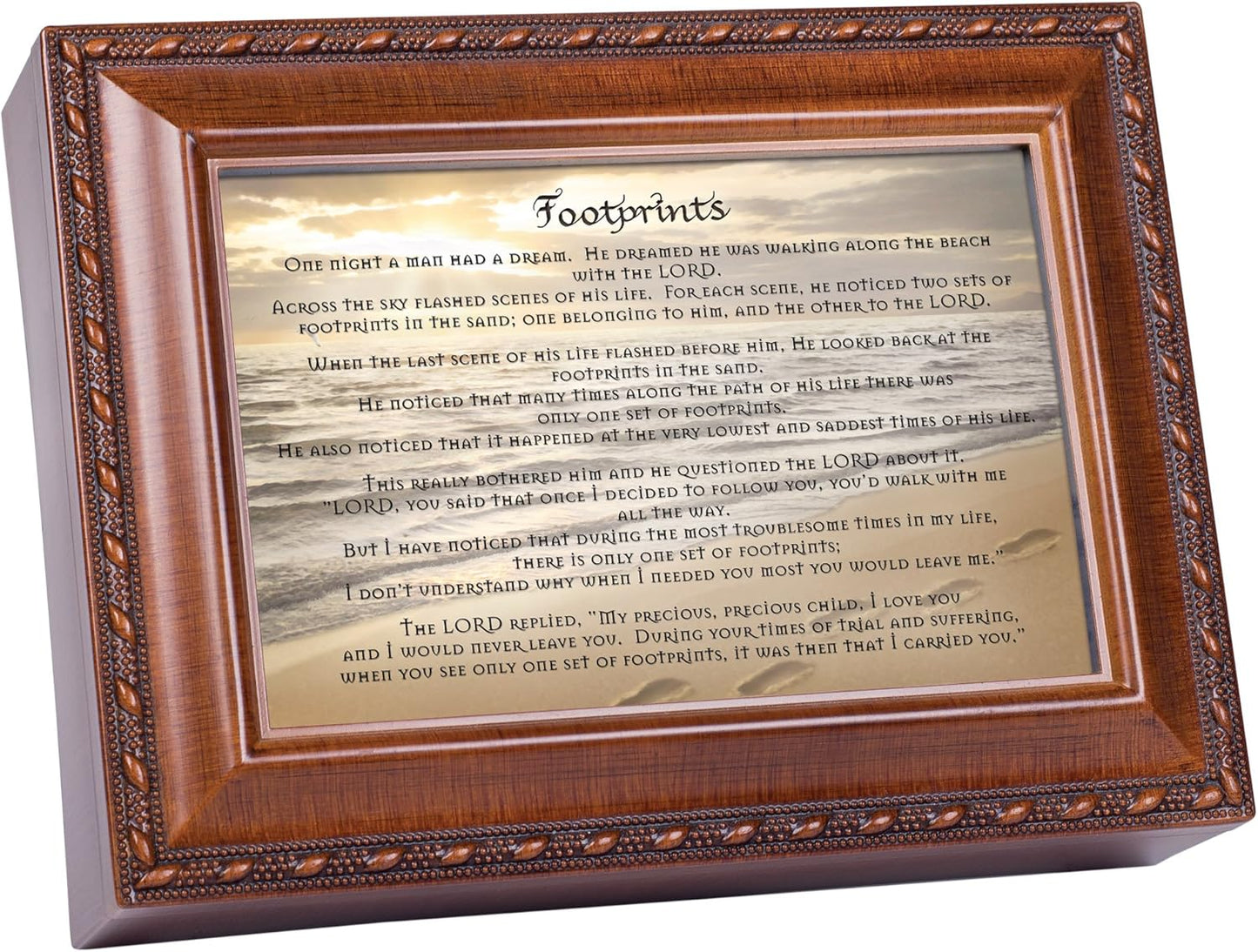 Cottage Garden Footprints in The Sand Woodgrain Rope Trim Jewelry Musi
