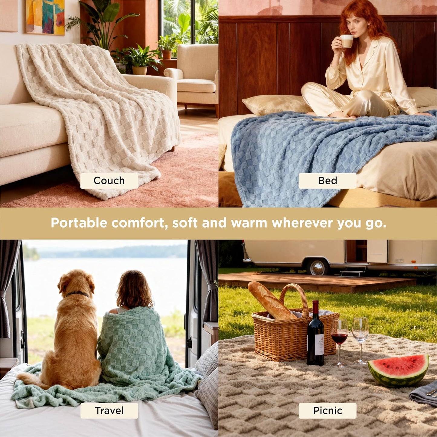 Bedsure GentleSoft Sage Green Throw Blanket for Couch - Checkered Fleece Blankets Gifts for Women Men Girls, Cute Soft Cozy Spring Throw for Bedroom Home Decor Gifts, 50x60 Inches