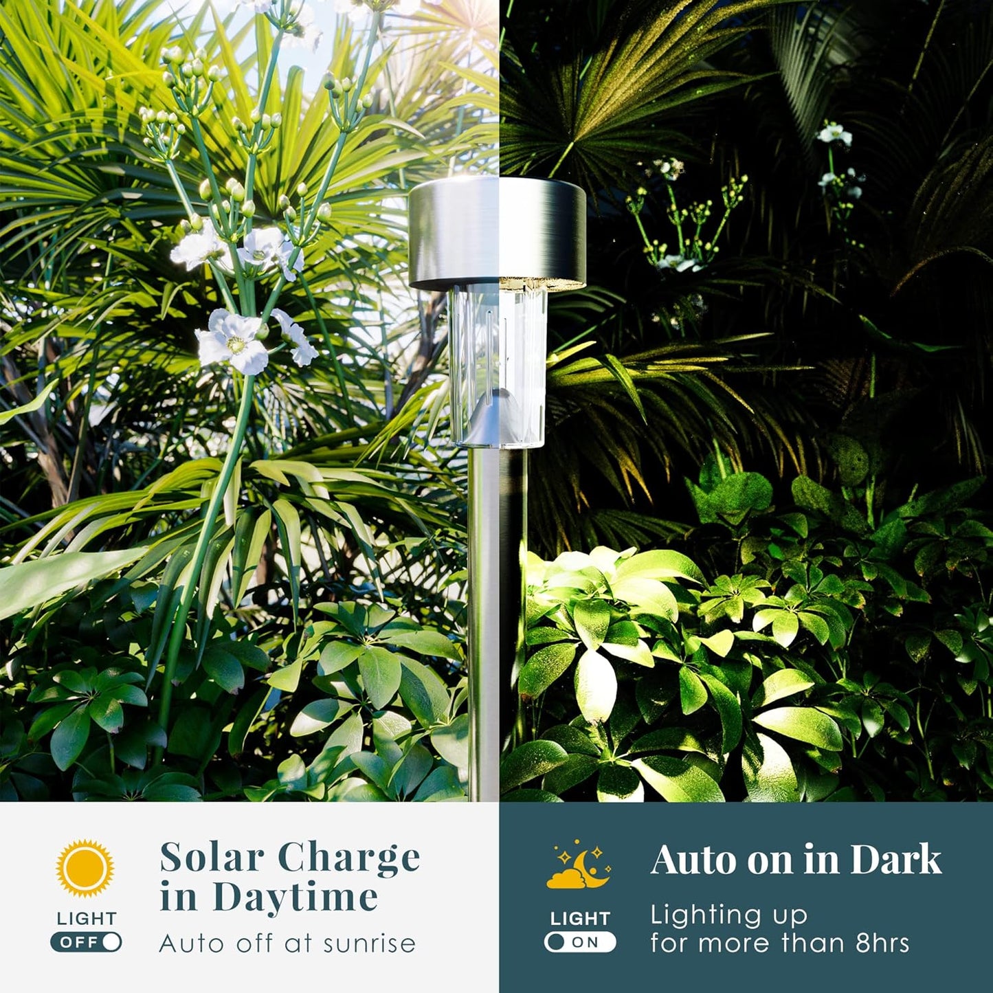 SOLPEX 16 Pack Solar Outdoor Lights Pathway, Stainless Steel Solar Lig