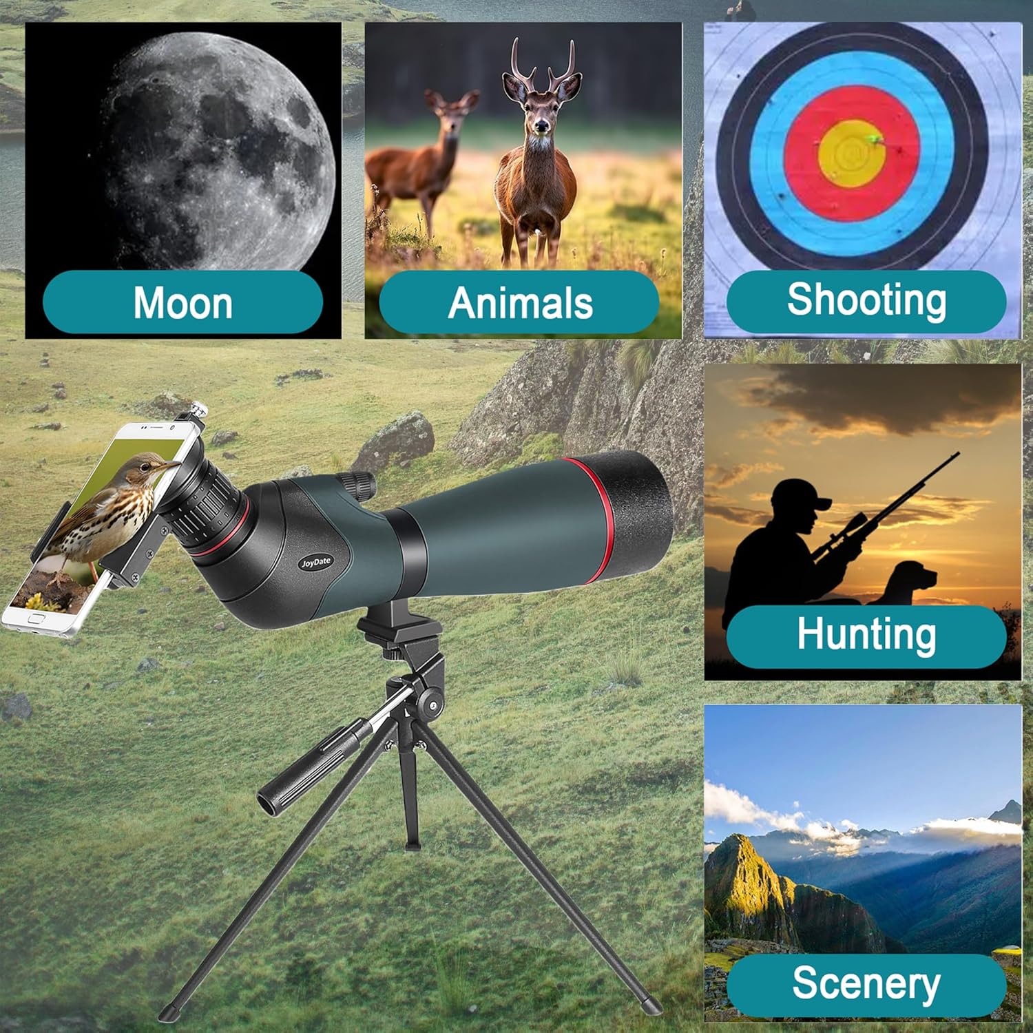20-60x80 Spotting Scopes for Bird Watching, BAK4 Waterproof Spotting S