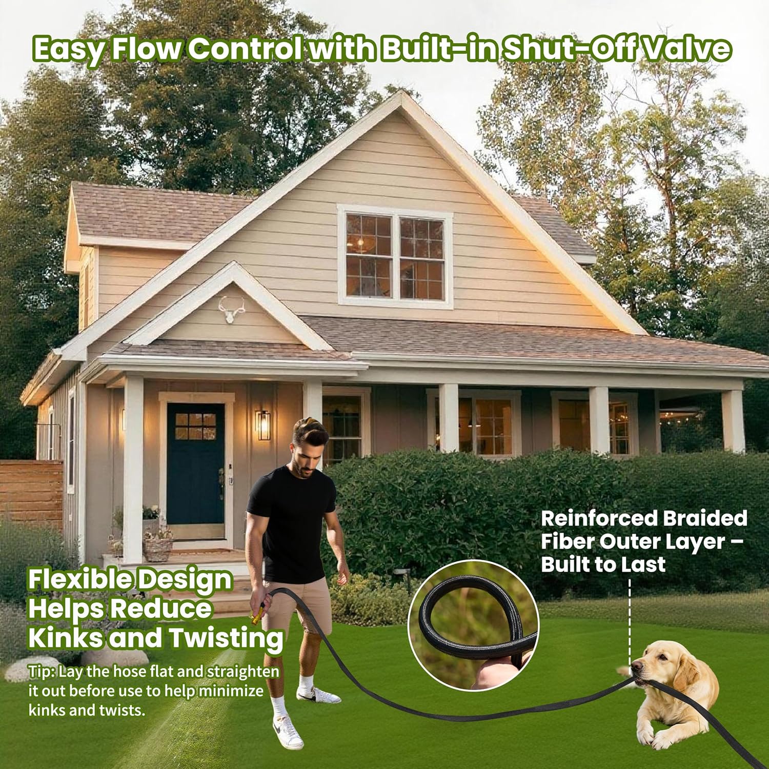 100ft Garden Hose – Lightweight & Flexible Water Hose, Leak-Proof Fabr