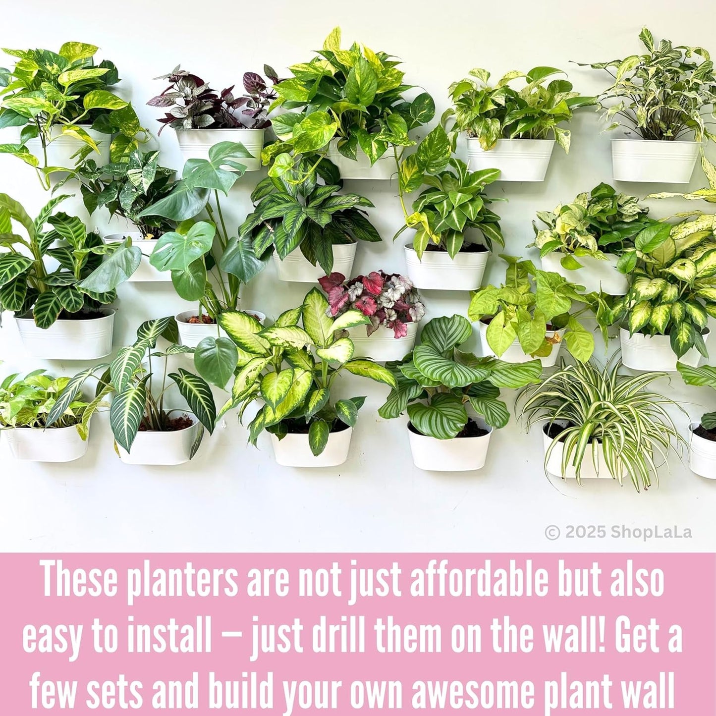LaLaGreen Outdoor Rail Planter (2 Pack, 11.8 Inch) Metal Iron Hanging Flower Pot Deck Railings White Fence Bucket Modern Countryside Boho Style Wall Mount Window Box Plant Holder Hooks Porch Decor