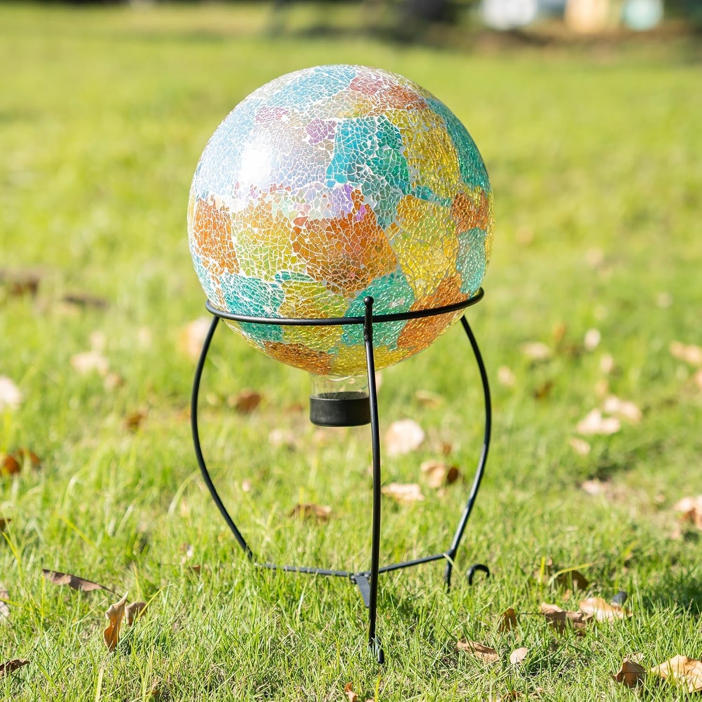 Topadorn Gazing Ball Stand Garden Metal Stand for 10-Inch or 12-Inch Gazing Globes, Black