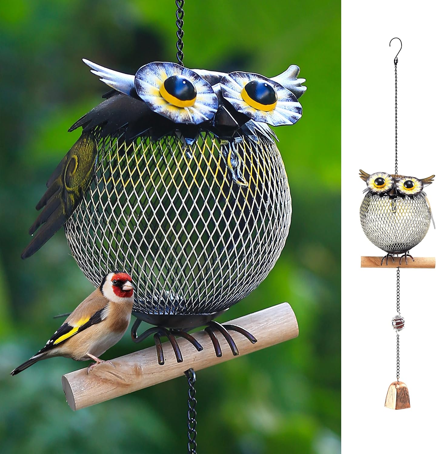 Solar Bird Feeder,Squirrel-Proof Bird Feeders for Outside,Cute Animal Shaped Birdfeeders,Owl Decoration Gifts(Owl Shaped)