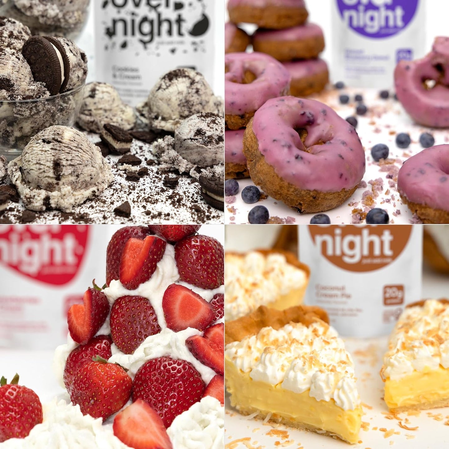 Oats Overnight Party Variety Pack - High Protein, High Fiber Breakfast Protein Shake - Gluten Free Oatmeal, Non GMO Oatmeal - Cookies & Cream, Coconut Cream Pie & More Flavors (8 Pack + Shaker Bottle)