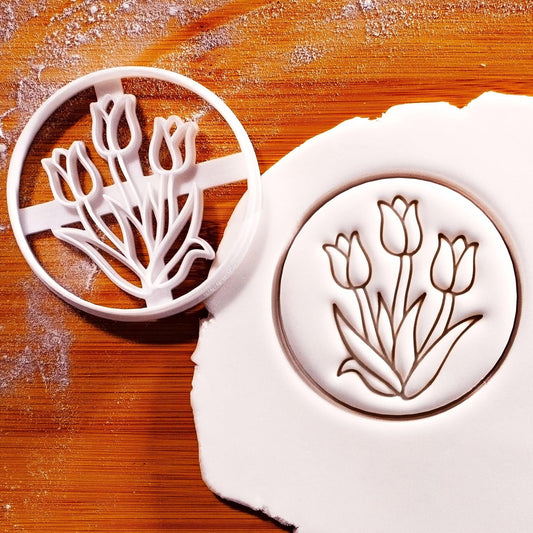 BAKERLOGY Tulip Garden Cookie Cutter - Bake Spring themed Cookies, Det