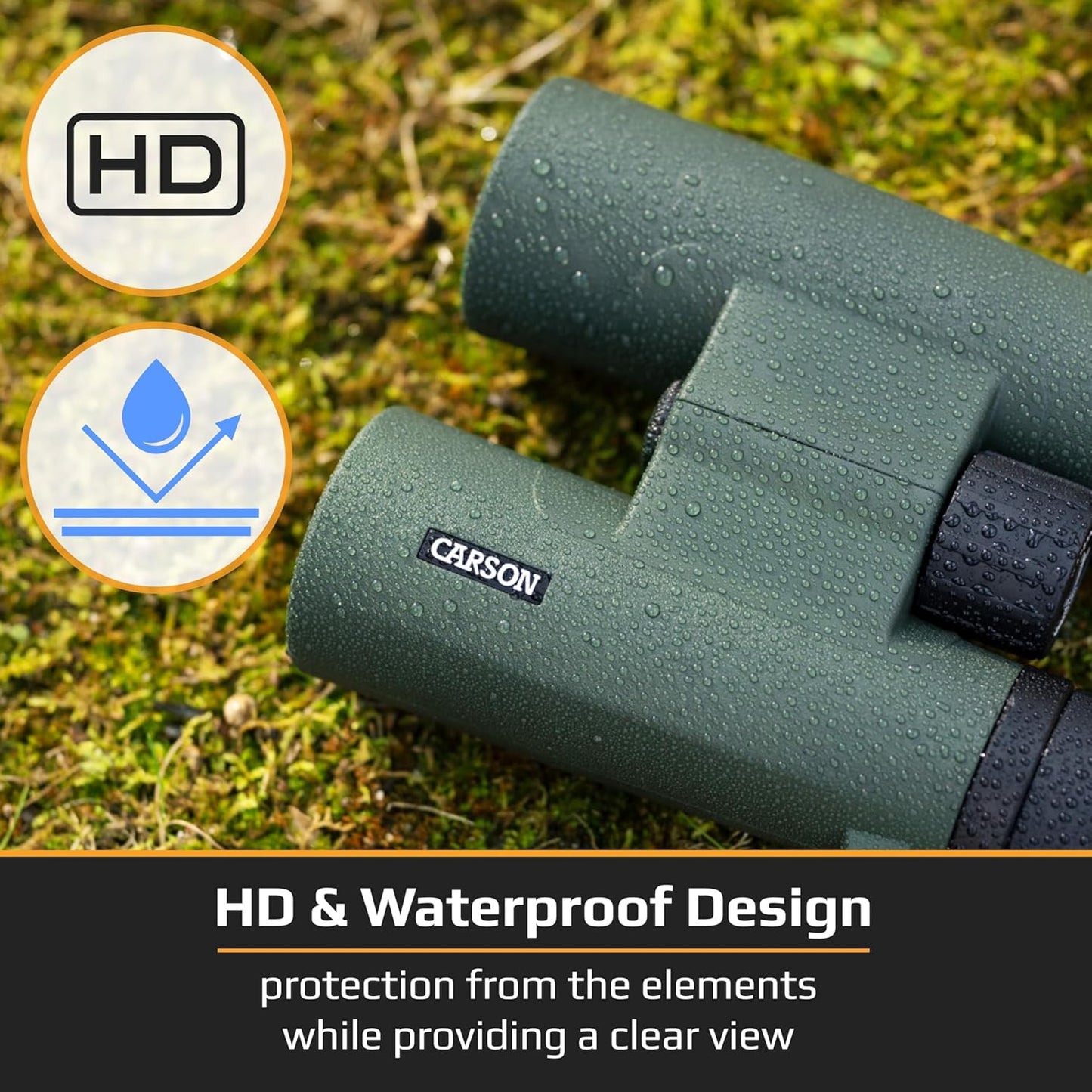 Carson RD Series 8x26mm Open-Bridge Waterproof Compact Binoculars (RD-826), Green