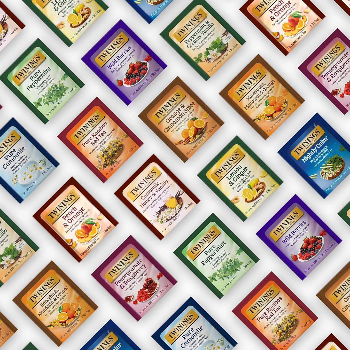 Twinings 48 Tea Bags Herbal Variety Pack – 12 Herbal Flavors, Caffeine-Free, Individually Wrapped, Perfect Tea for Any Occasion