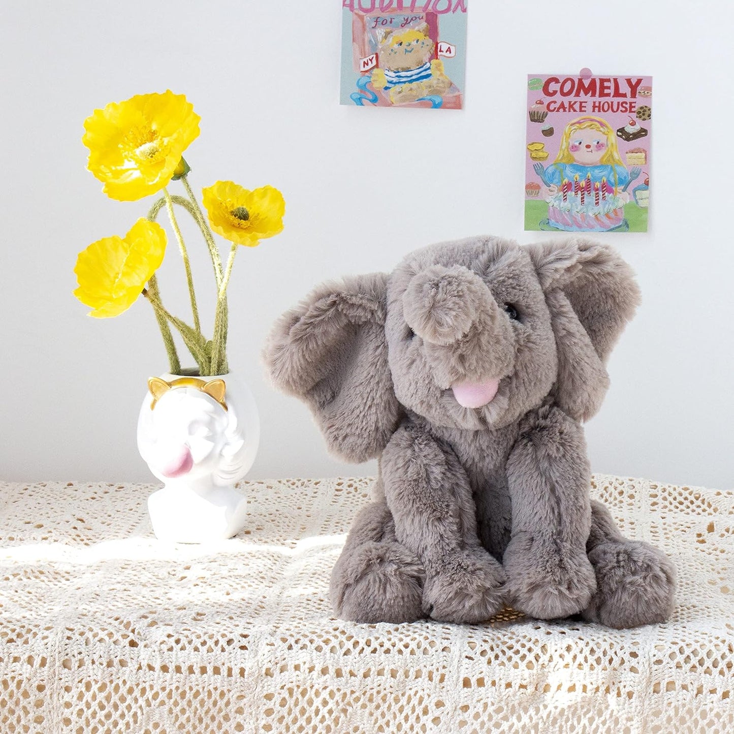 Hopearl Adorable Plush Calf Elephant Toy Floppy Elephish Ultra Soft St