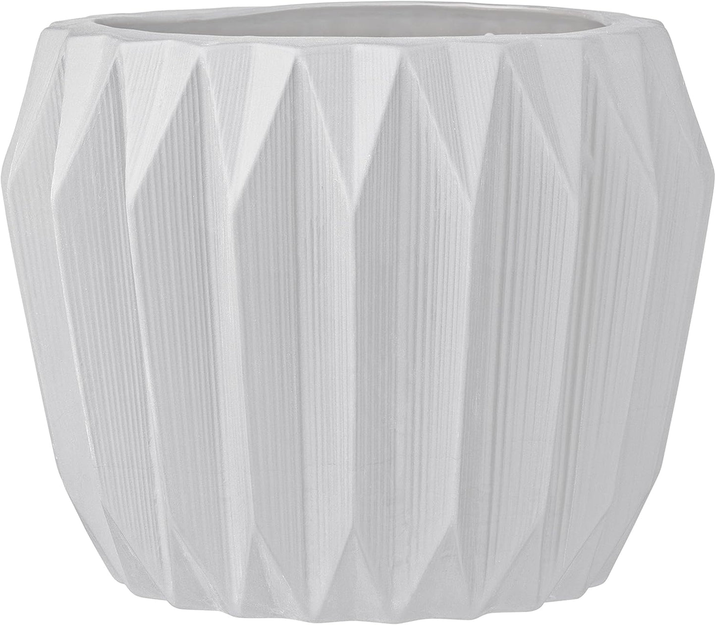Bloomingville White Fluted Stoneware Flower Pot