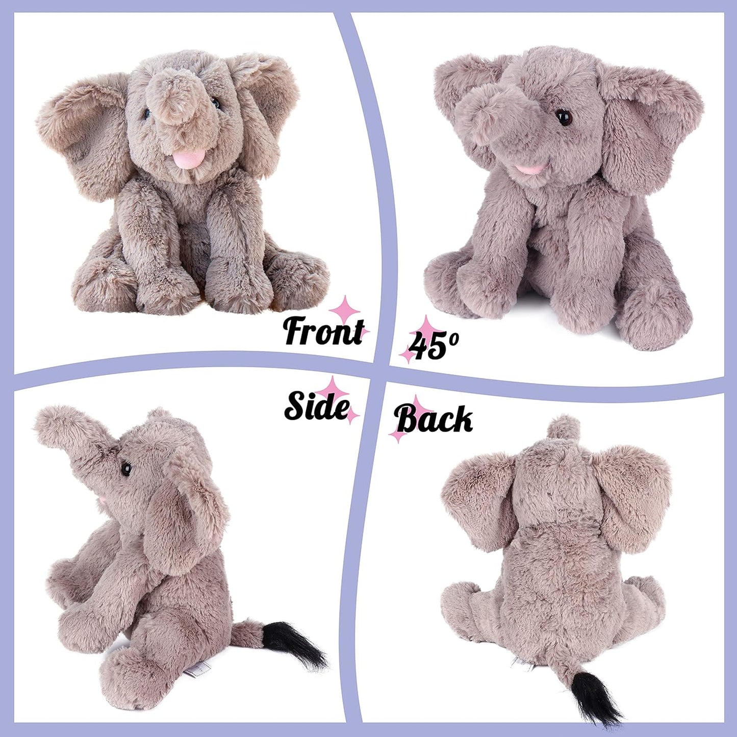 Hopearl Adorable Plush Calf Elephant Toy Floppy Elephish Ultra Soft St