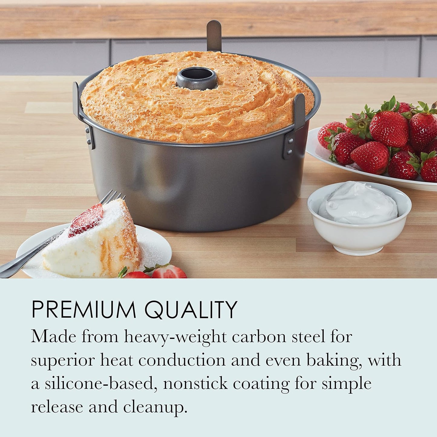 Chicago Metallic Angel Food Cake Pan with Cooling Feet, 2-Piece Nonsti