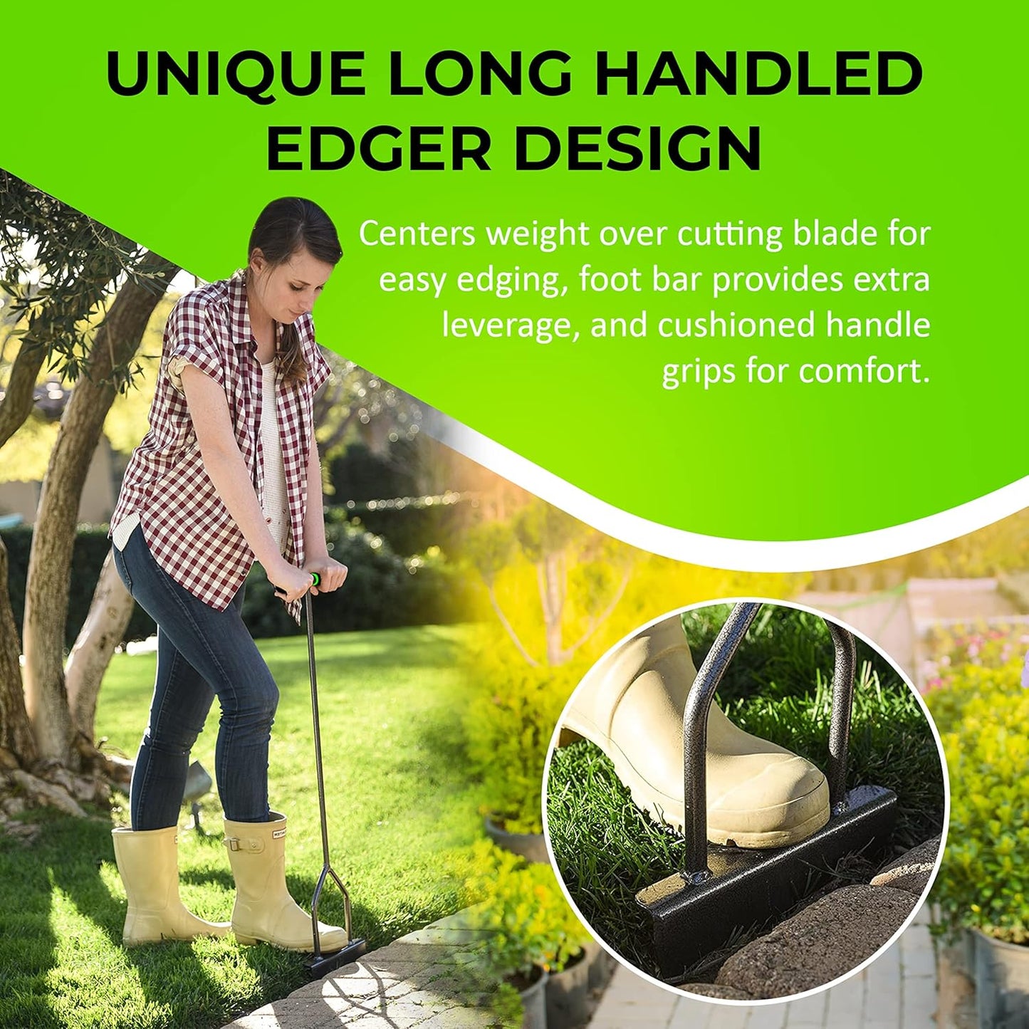 Yard Butler Step Edger - Handy & Durable Gardening Tool for Perfect Lines - Lawn Step Edger with Ergonomic Upright Design & Sturdy Blades