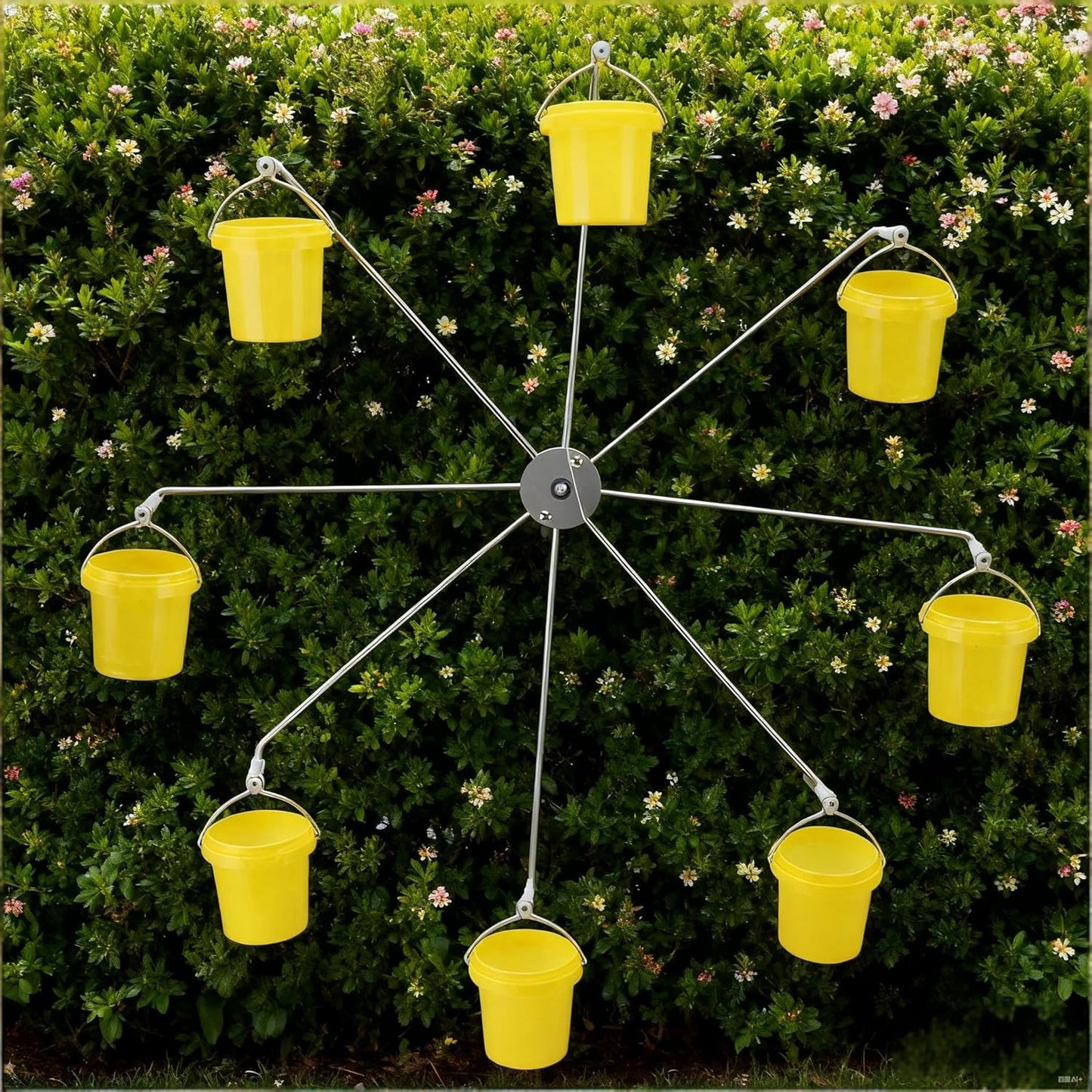 Ferris Wheel Bird Feeder, Windmill Bird Feed Tool with 8 Buckets, Outdoor Hanging Hummingbird Feede for Garden