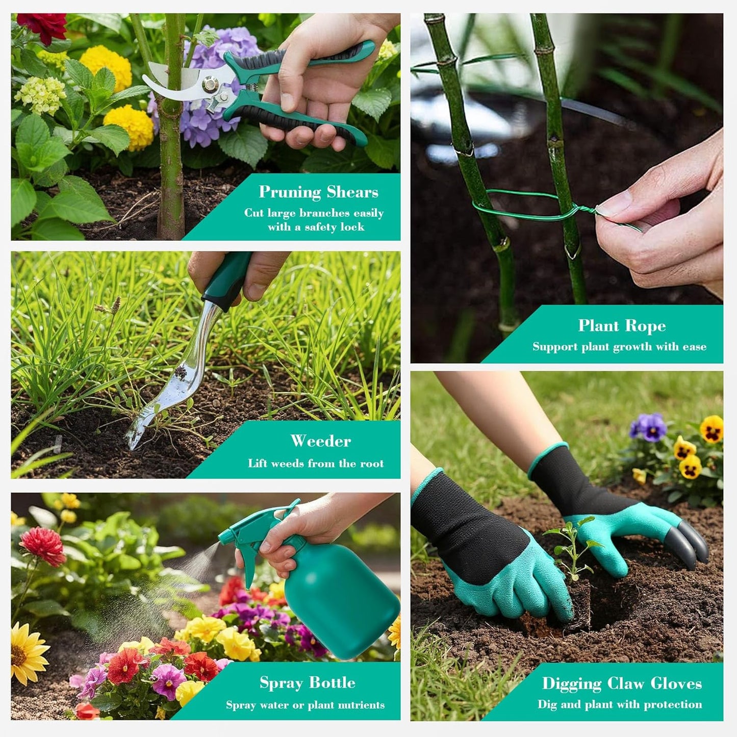 Garden Tool Set, Gardening Gifts for Women, Men, Mom, Dad, 11-Piece He