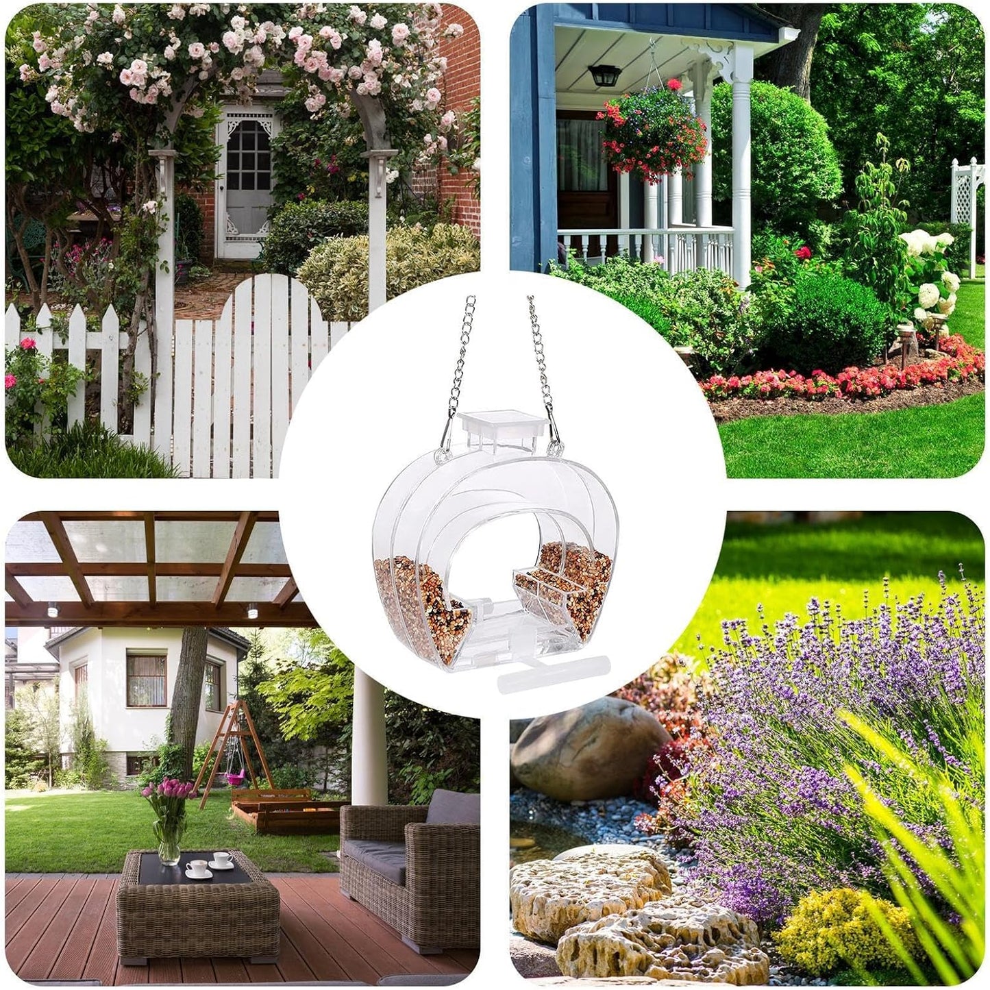 Window Bird Feeder, Clear Acrylic Perch Stand, Bird Watching Kit for Balcony, Garden Outdoor Indoor Decor, Finches Bluebirds Lovebirds Parakeets, Yard Tree Window Feeding Station