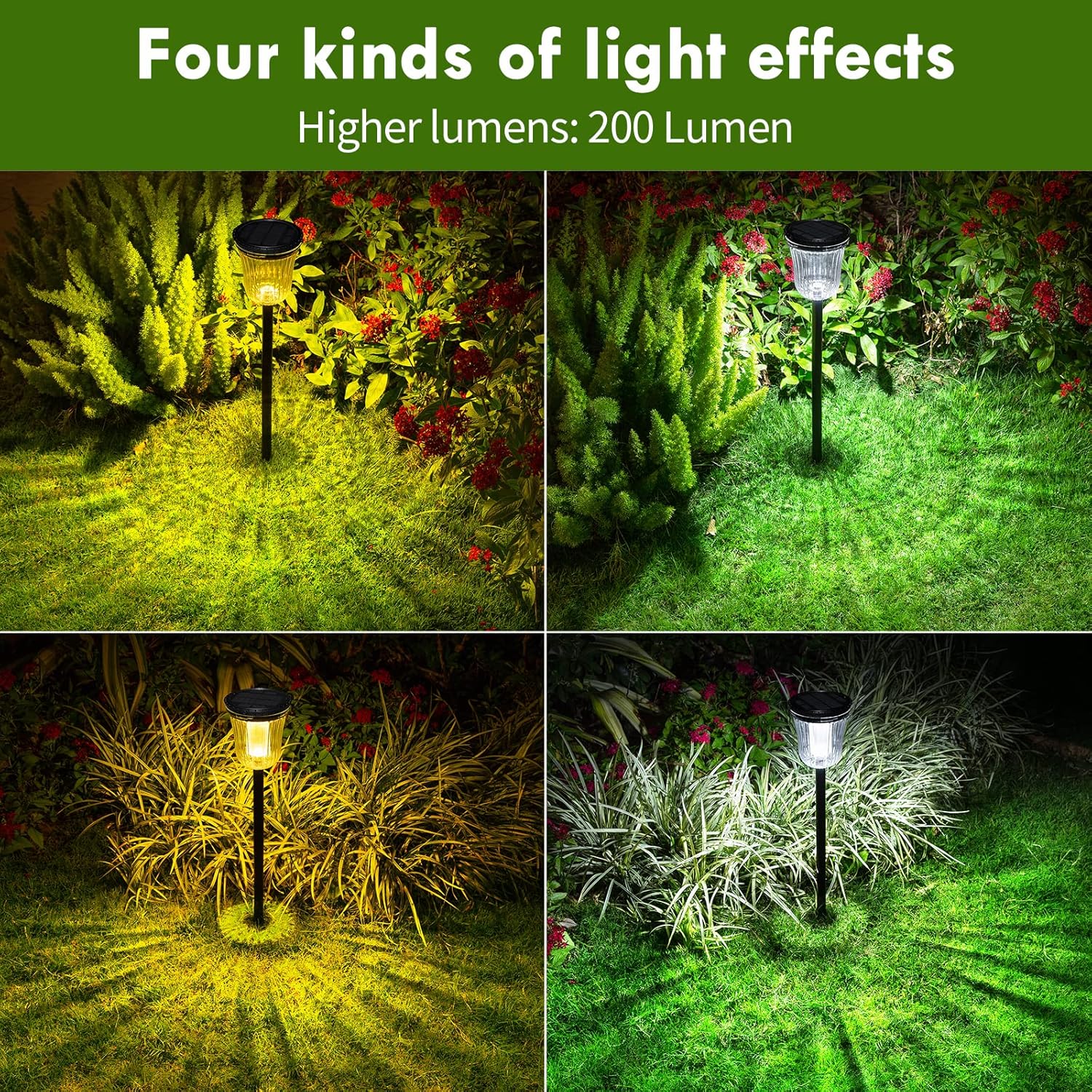 Solar Lights Outside Waterproof, 6 Pack 200 Lumens Super Bright Solar 