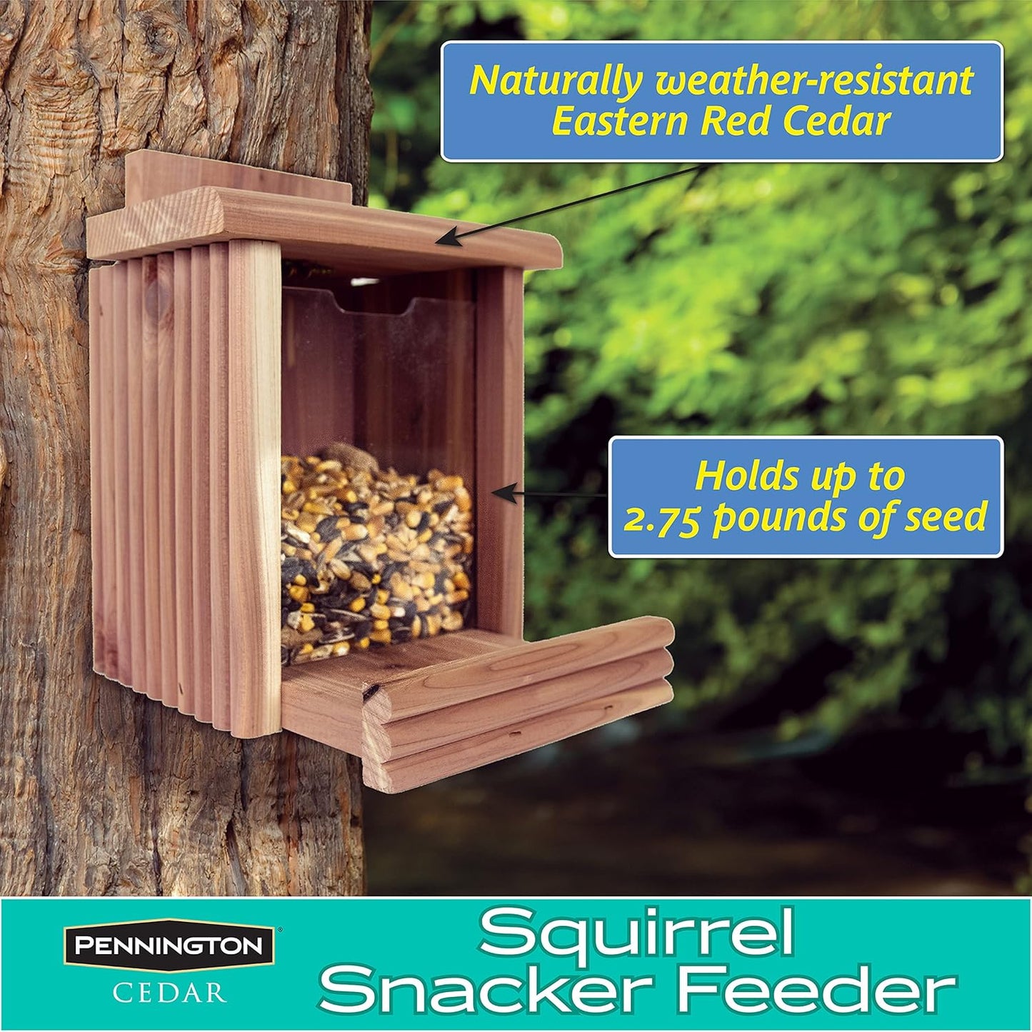 Pennington Cedar Squirrel Snacker Feeder, 2.75 LB Capacity